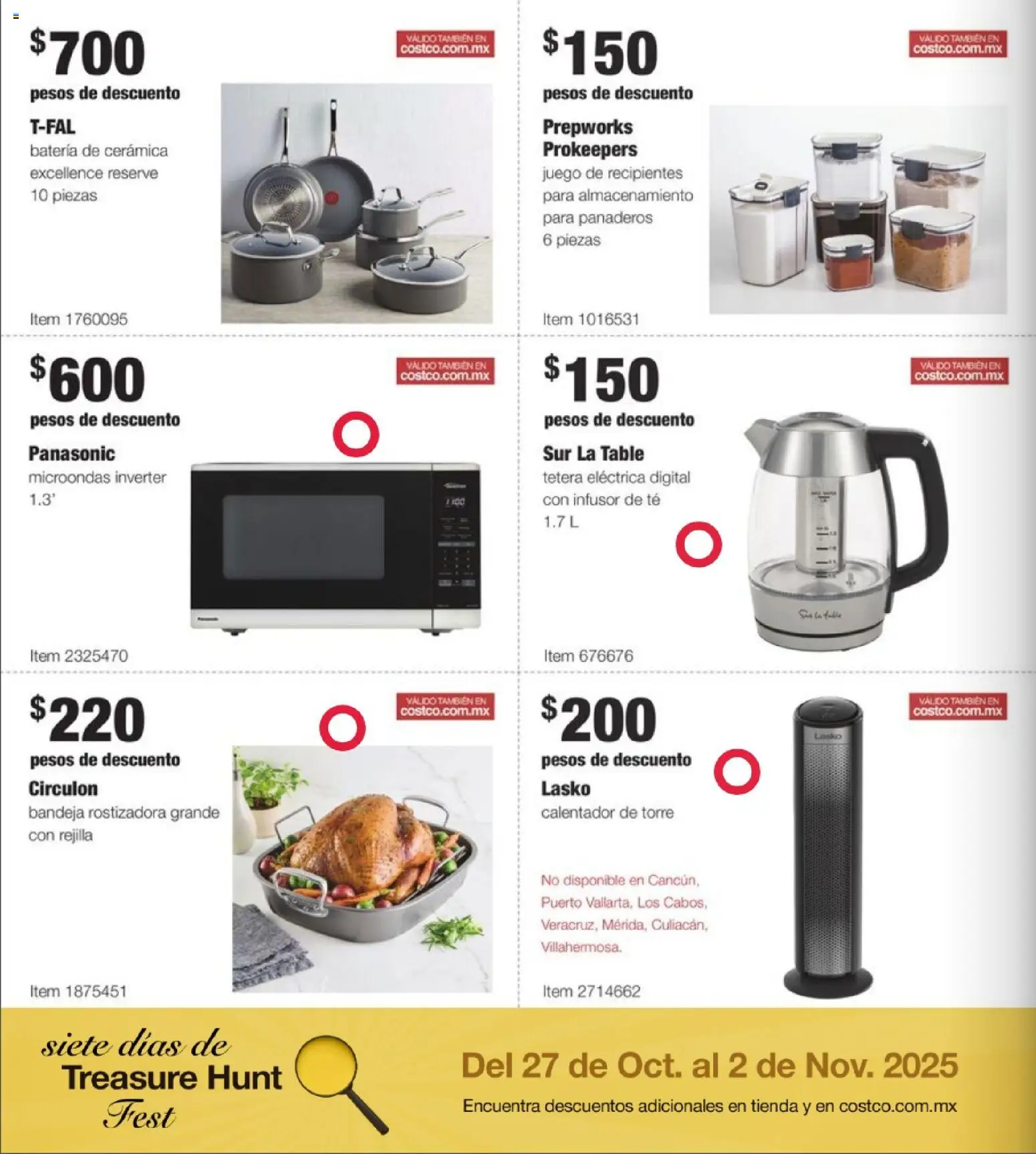 Nuevas ofertas de Costco válidas en toda la República Mexicana desde el 27.10.2025. ¡Encuentra las mejores ofertas en Costco catálogo Siete días de Treasure Hunt Fest! | Página: 4 | Productos: Bandeja, Tetera, Microondas, Té
