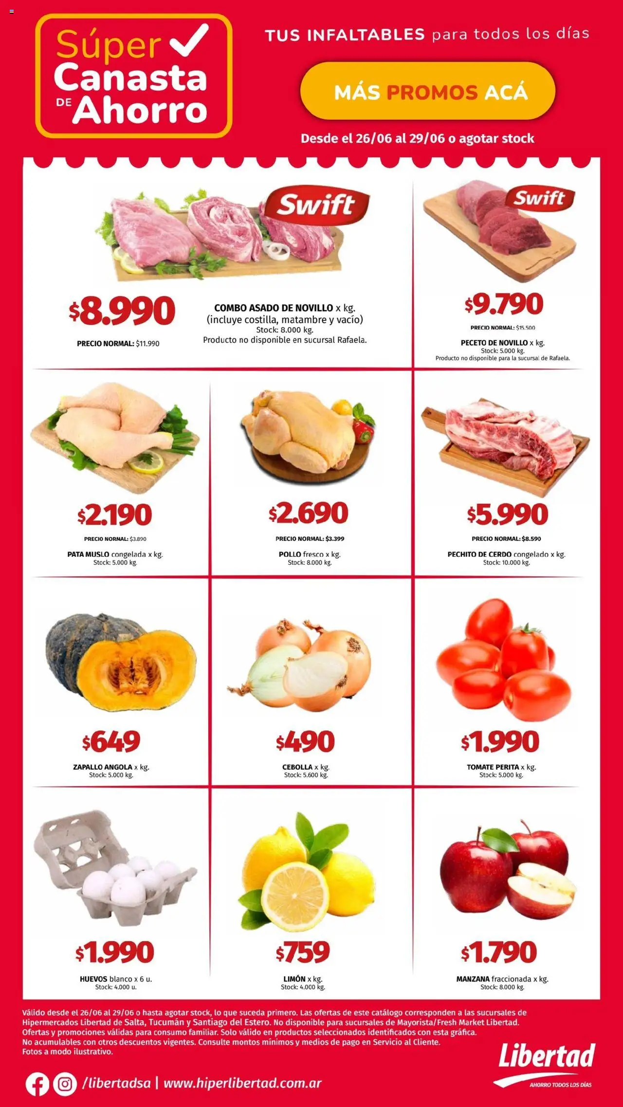 Hipermercado Libertad - Canasta - NOA │ válido desde el 26.06.2025 | Página: 2 | Productos: Manzana, Limón, Cerdo, Canasta