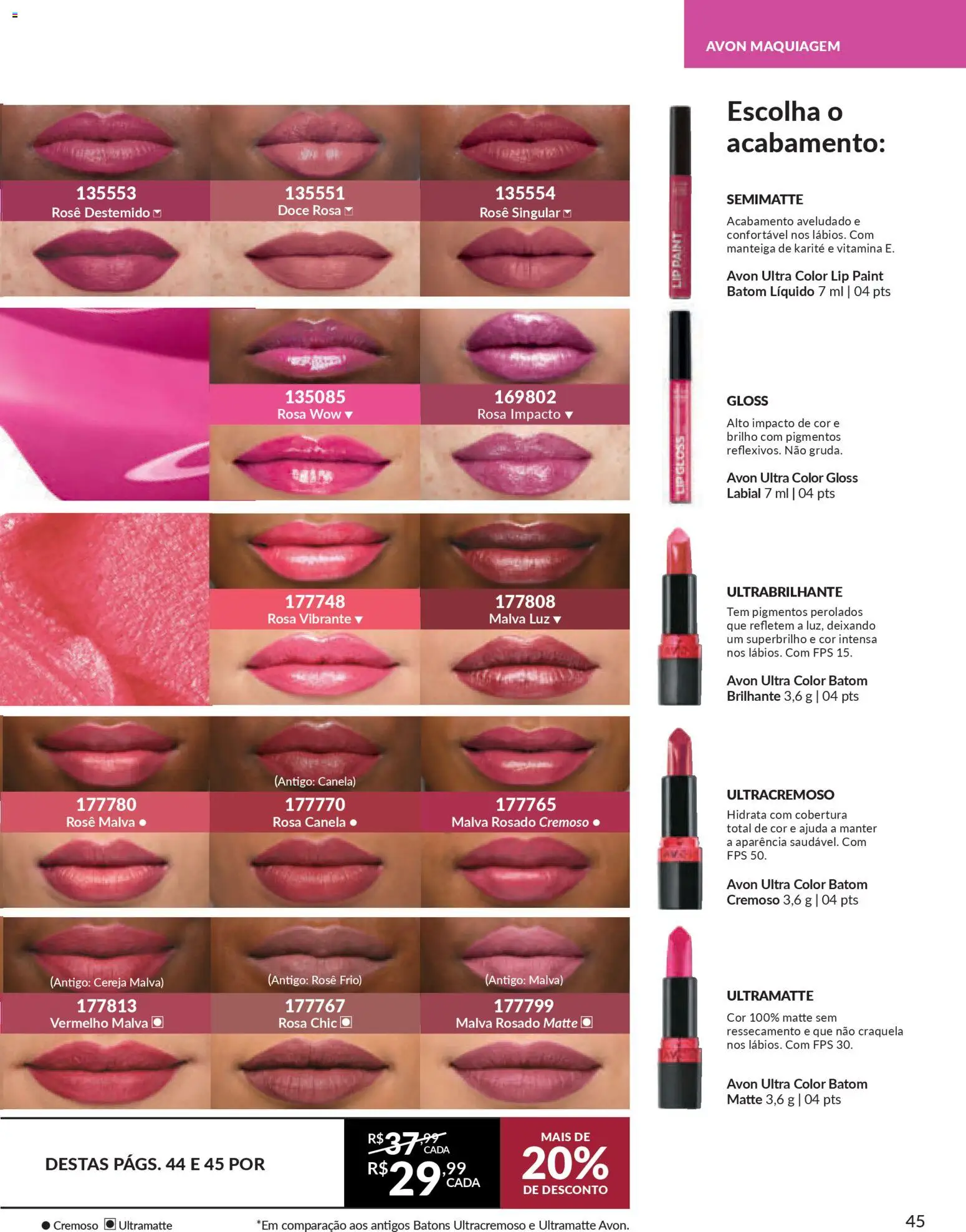 Avon Folheto - válido de 15.01.2026 | Página: 45 | Produtos: Cereja, Maquiagem, Batom, Canela
