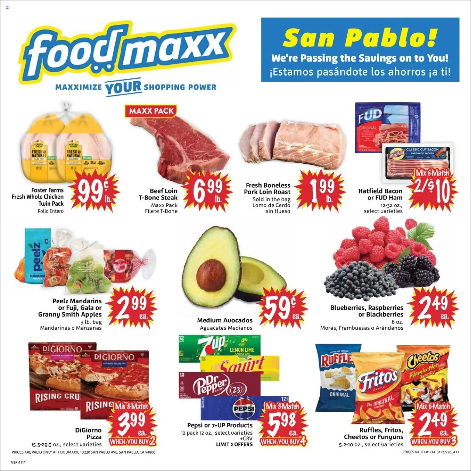 FoodMaxx Weekly Ad - valid from 14.01.2026 | Page: 1 | Products: Apples, Lemon, Lime, Bag