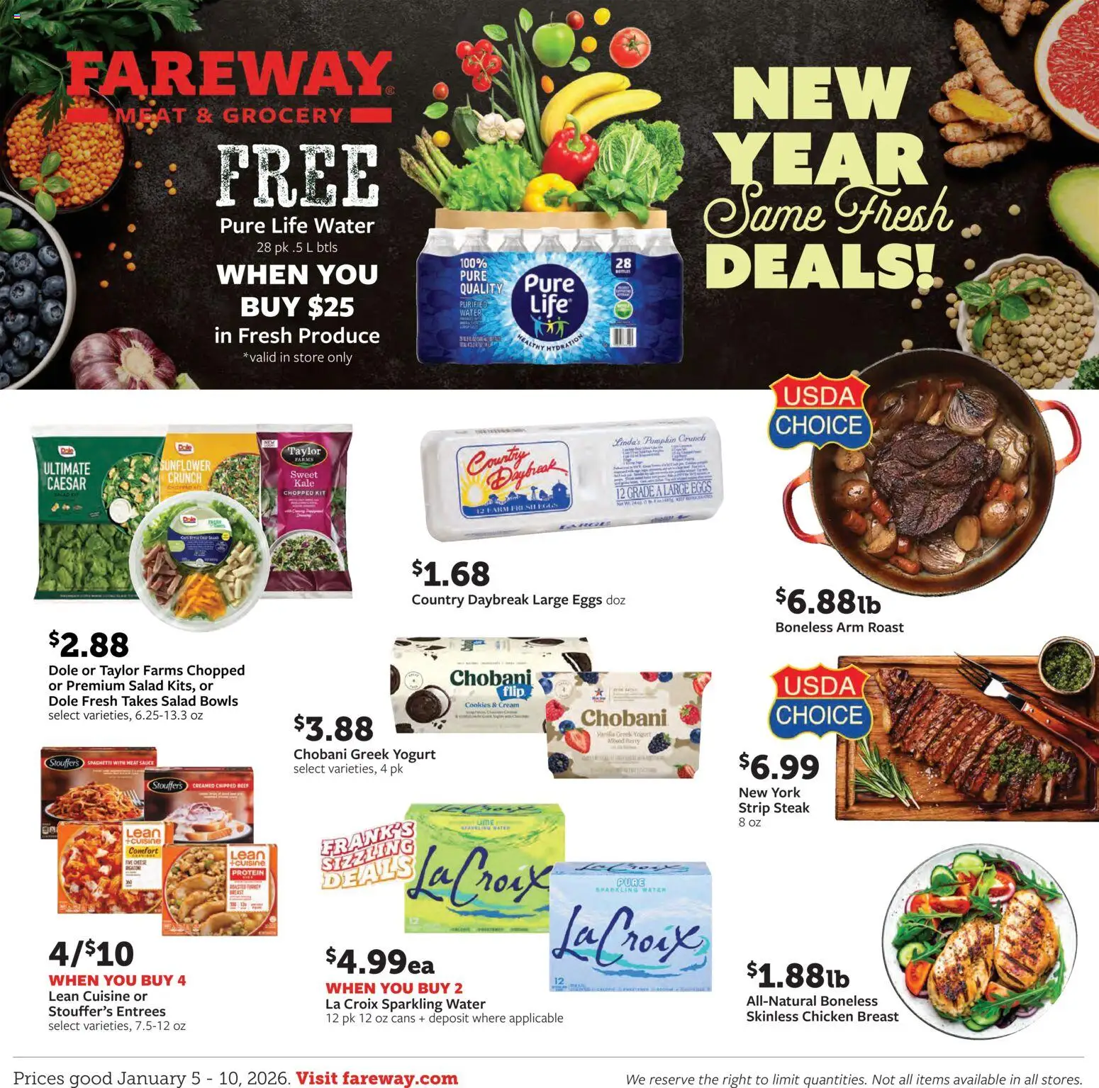 Fareway Weekly Ad - valid from 05.01.2026 | Page: 1 | Products: Beef, Cream, Cookies, Sauce