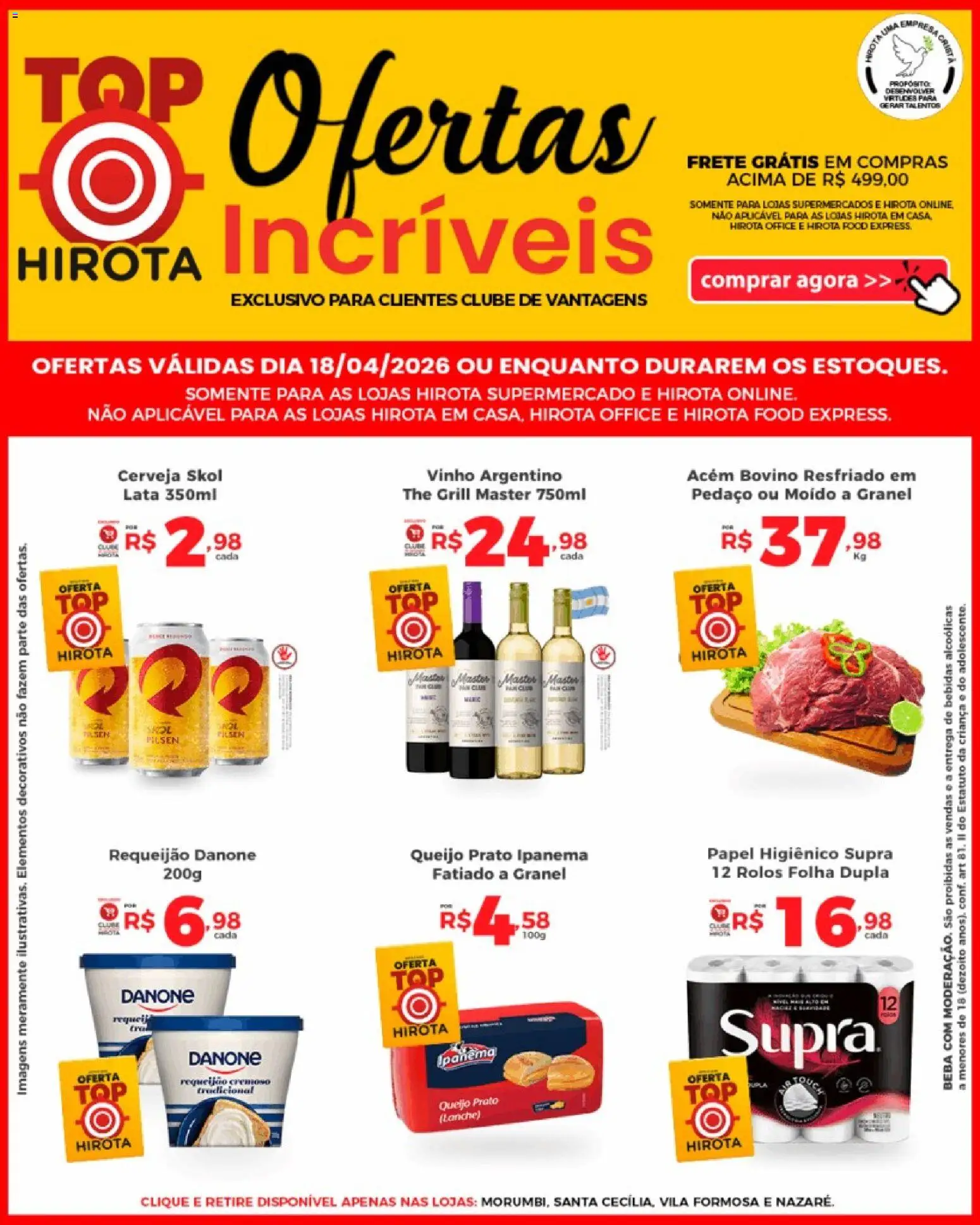 Hirota Food Folheto - válido de 18.04.2026 | Página: 1 | Produtos: Grill, Acém, Cerveja, Papel higiênico