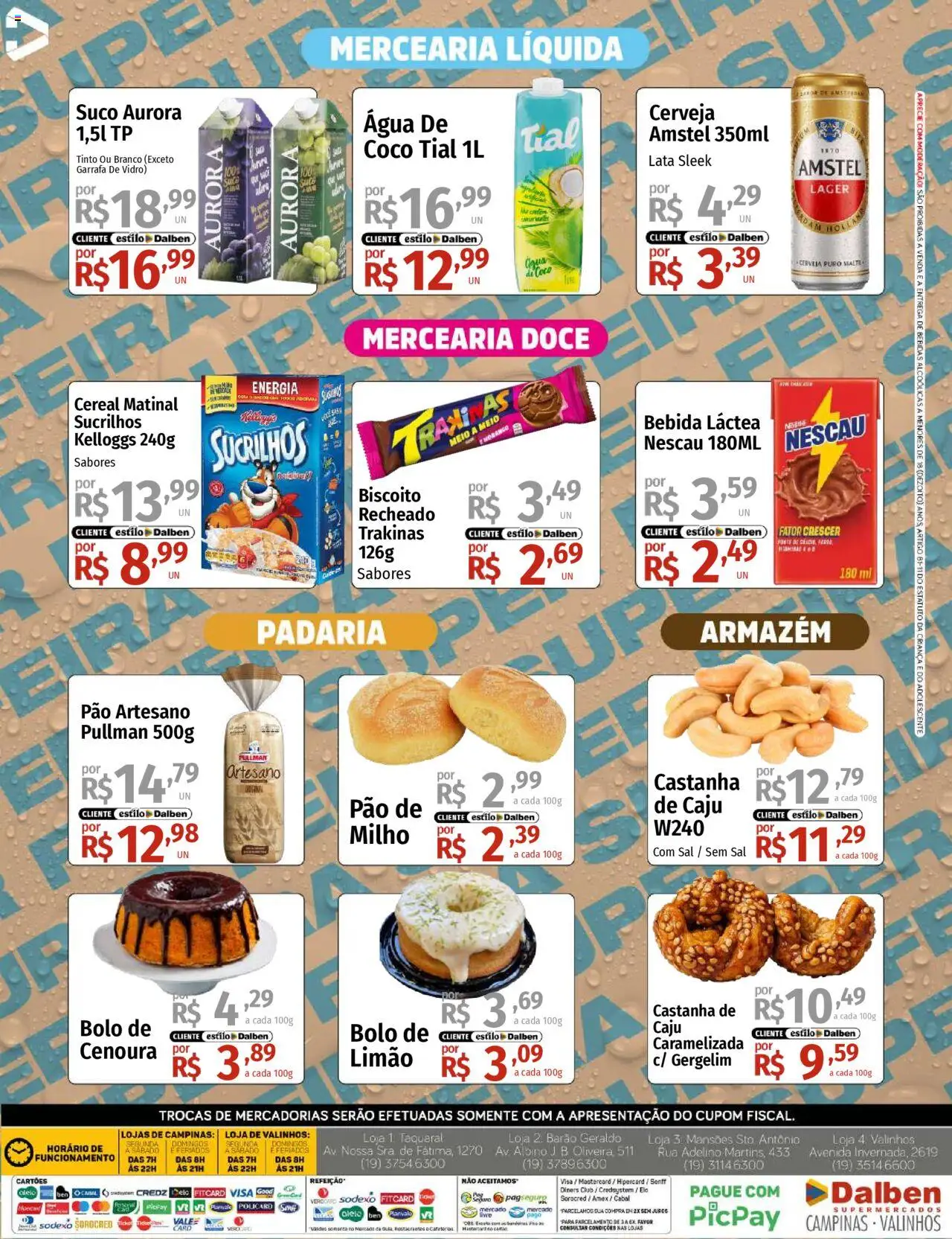 Supermercado Dalben Folheto - válido de 18.08.2025 | Página: 4 | Produtos: Caju, Biscoito, Suco, Bebida