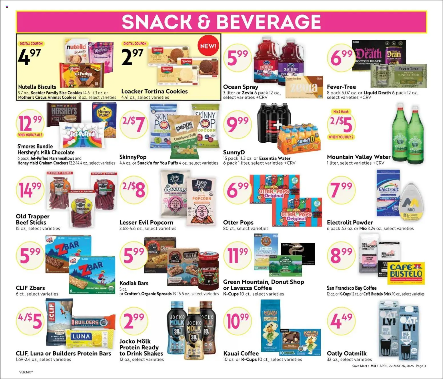 Save Mart Big Book of Savings - valid from 22.04.2026 | Page: 3 | Products: Chocolate, Beer, Cauliflower, Bag