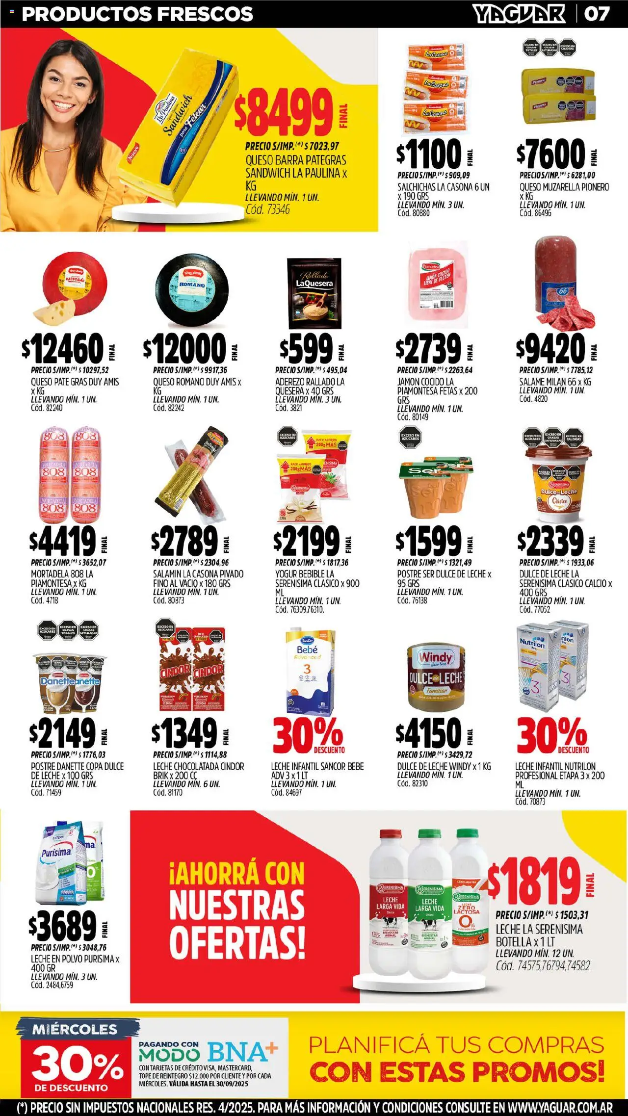 Yaguar - Córdoba │ válido desde el 15.09.2025 | Página: 8 | Productos: Mortadela, Queso, Paté, Yogur