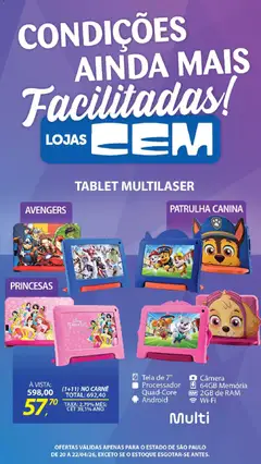 Lojas Cem - Ofertas atuais - Pré-Visualização do folheto da loja Lojas Cem, válido de 20.04.2026 | Página: 12 | Produtos: Tablet, Processador, Carne, Câmera