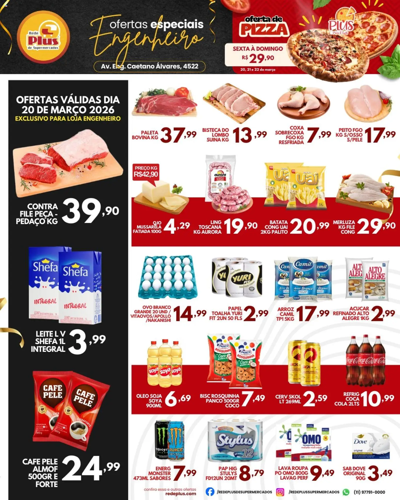 Rede Plus Supermercados Folheto - válido de 20.03.2026 | Página: 1 | Produtos: Papel toalha, Pó, Leite, Batata