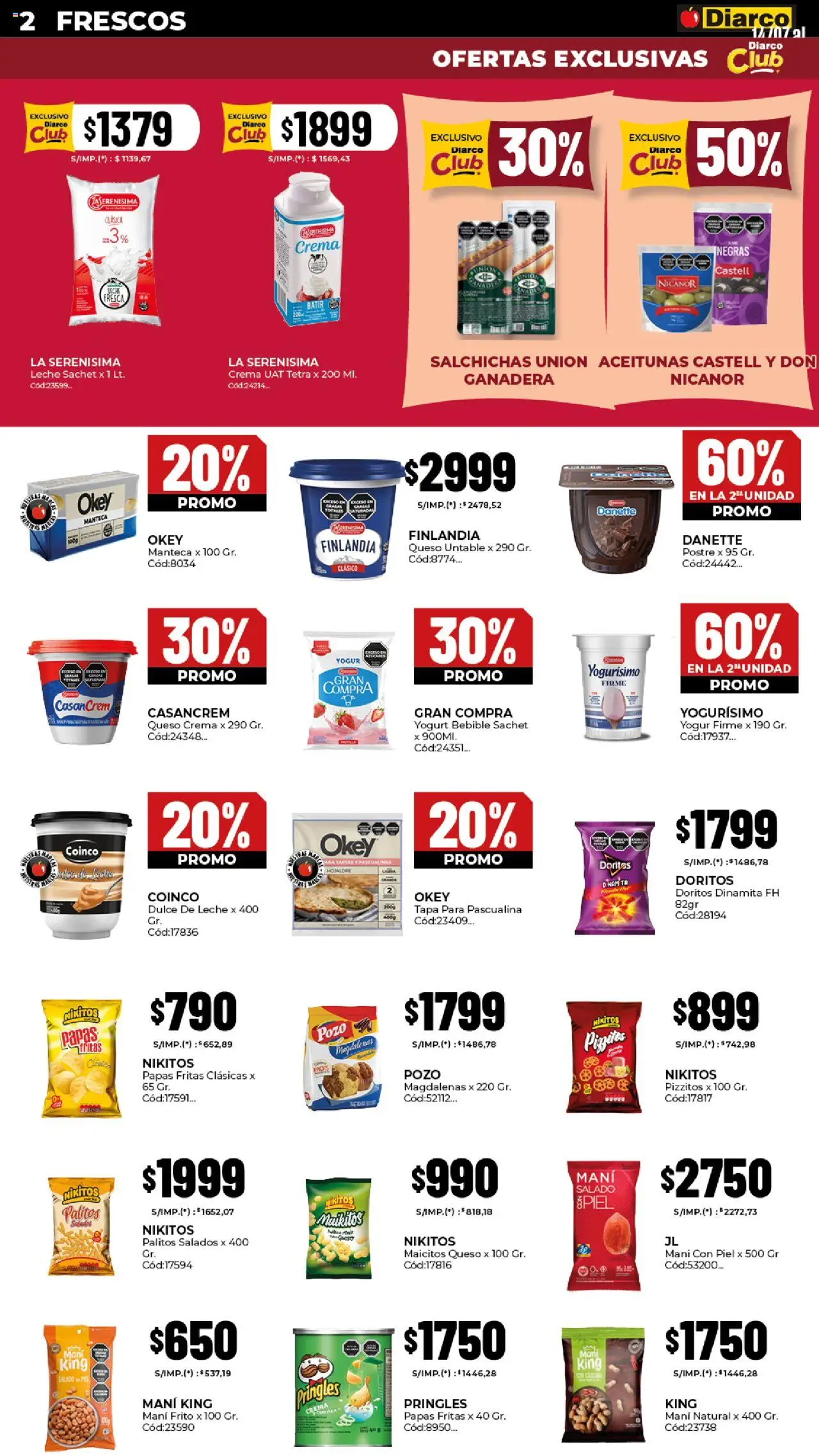 Diarco - Ofertas Pueblo Interior │ válido desde el 20.10.2025 | Página: 2 | Productos: Dulce de leche, Mani, Queso, Crema