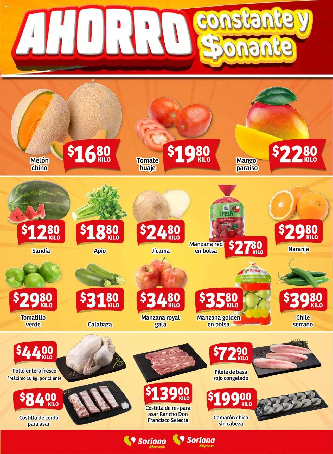 Nuevas ofertas de Soriana válidas en toda la República Mexicana desde el 22.08.2025. ¡Encuentra las mejores ofertas en Soriana - Fin de Semana Mercado: Saltillo! | Página: 6 | Productos: Sandía, Melón, Mango, Cerdo