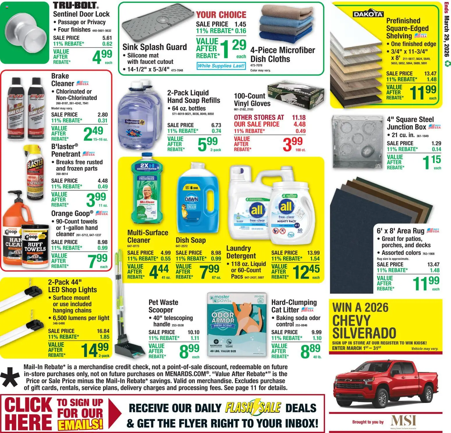 Menards Weekly Ad - valid from 18.03.2026 | Page: 20 | Products: Door Lock, Box, Cat Litter, Soap
