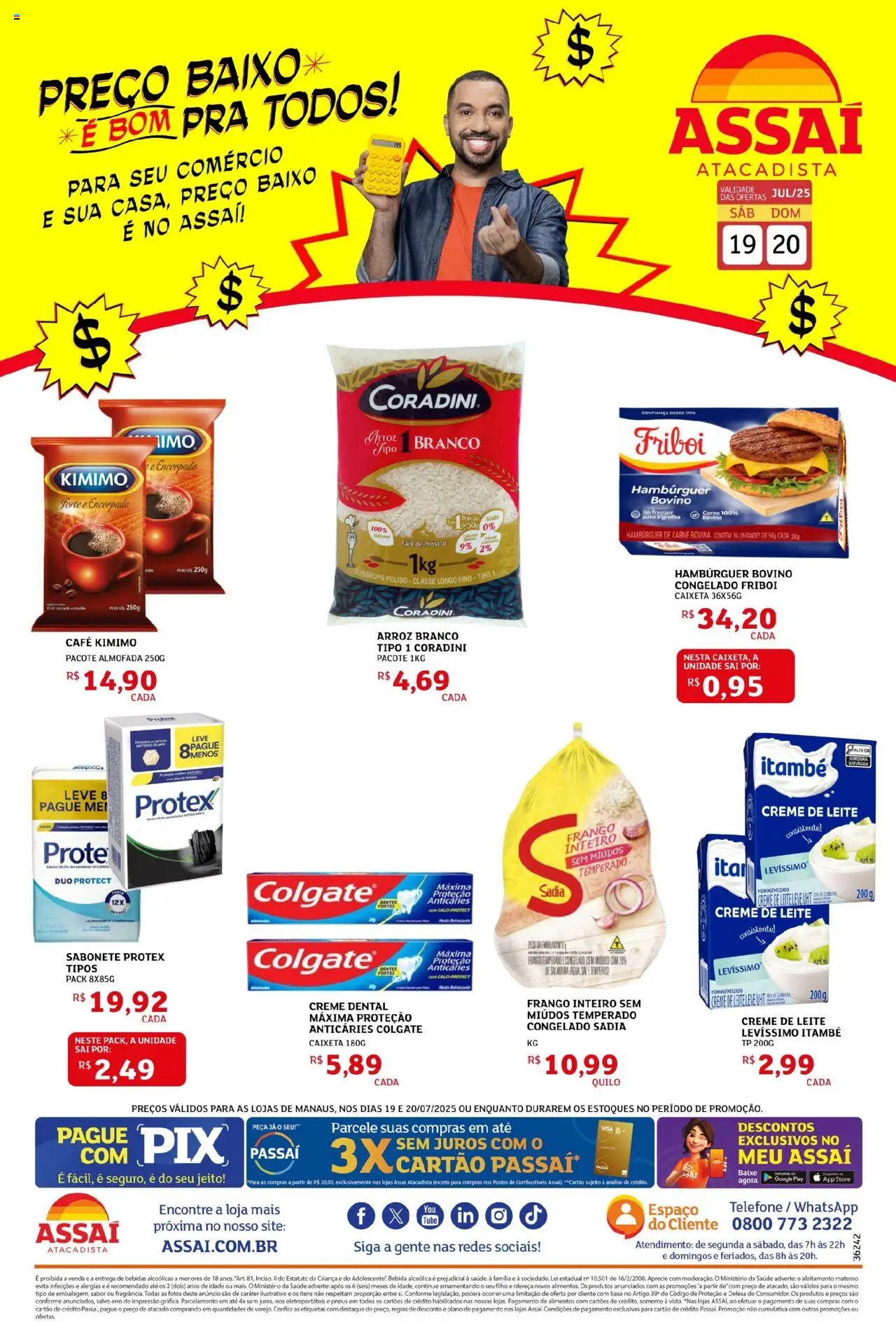 Assaí Atacadista Folheto - válido de 19.07.2025 | Página: 1 | Produtos: Pneus, Carne, Creme, Frango