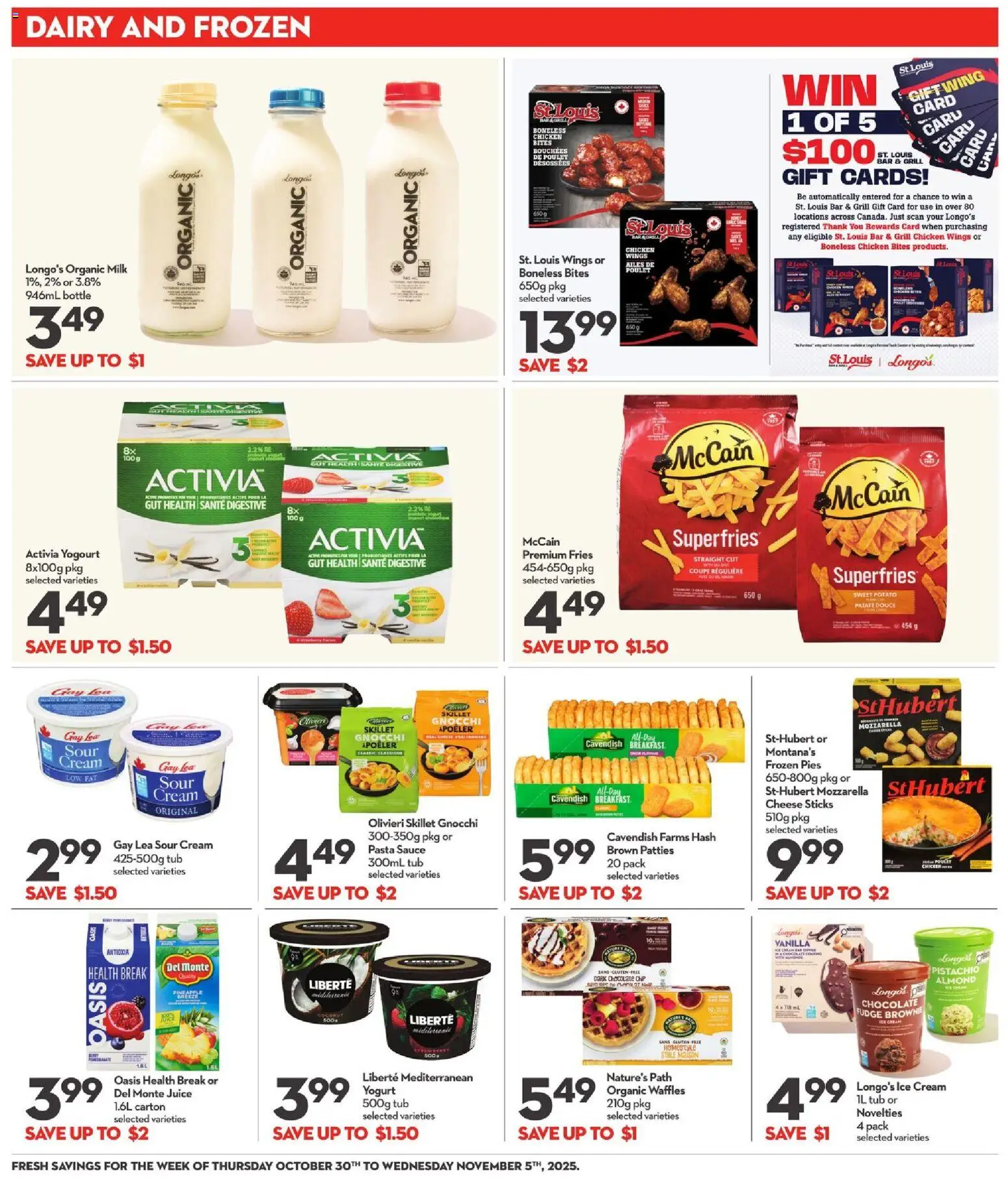 Longo's flyer valid from 30.10.2025 | Page: 10 | Products: Cream, Milk, Cheese, Juice