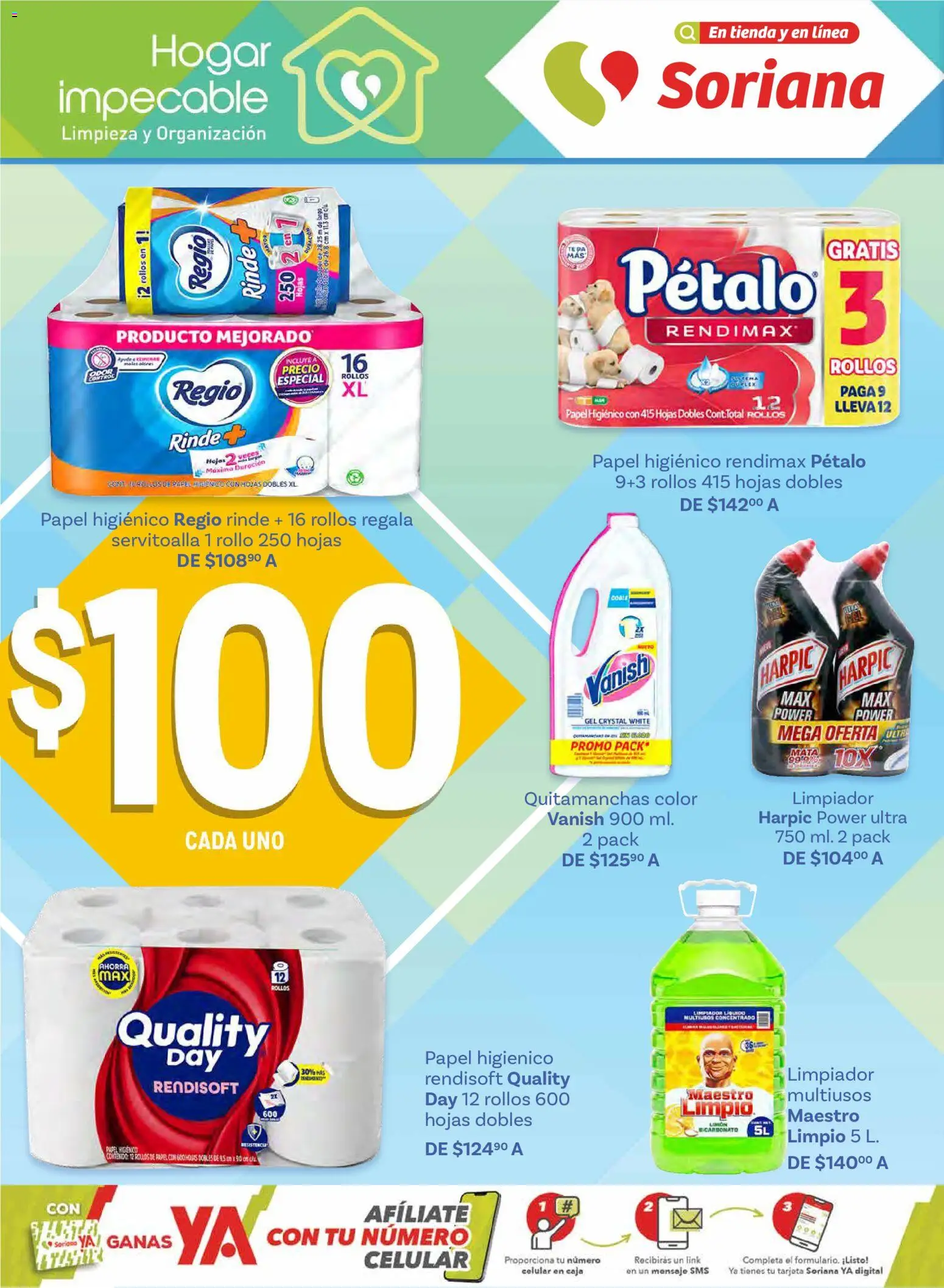 Nuevas ofertas de Soriana válidas en toda la República Mexicana desde el 15.01.2026. ¡Encuentra las mejores ofertas en Soriana folleto! | Página: 14 | Productos: Quitamanchas, Limpiador, Papel higiénico, Caja