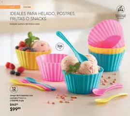 Vista previa de Juego de 6 tazones con cuchara Plástico., Set of 6 plastic bowls with matching spoons, ideal for ice cream, desserts, fruits or snacks. Includes 12 pieces., nuevo folleto de la tienda, válido en México a partir del 02.04.2026 | Página: 70