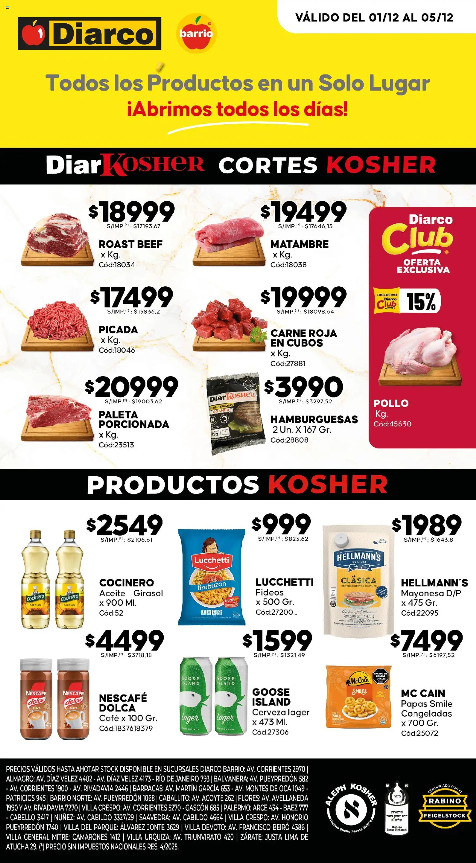 Diarco - Ofertas Kosher │ válido desde el 01.12.2025 | Página: 1 | Productos: Aceite, Lima, Huevos, Cerveza
