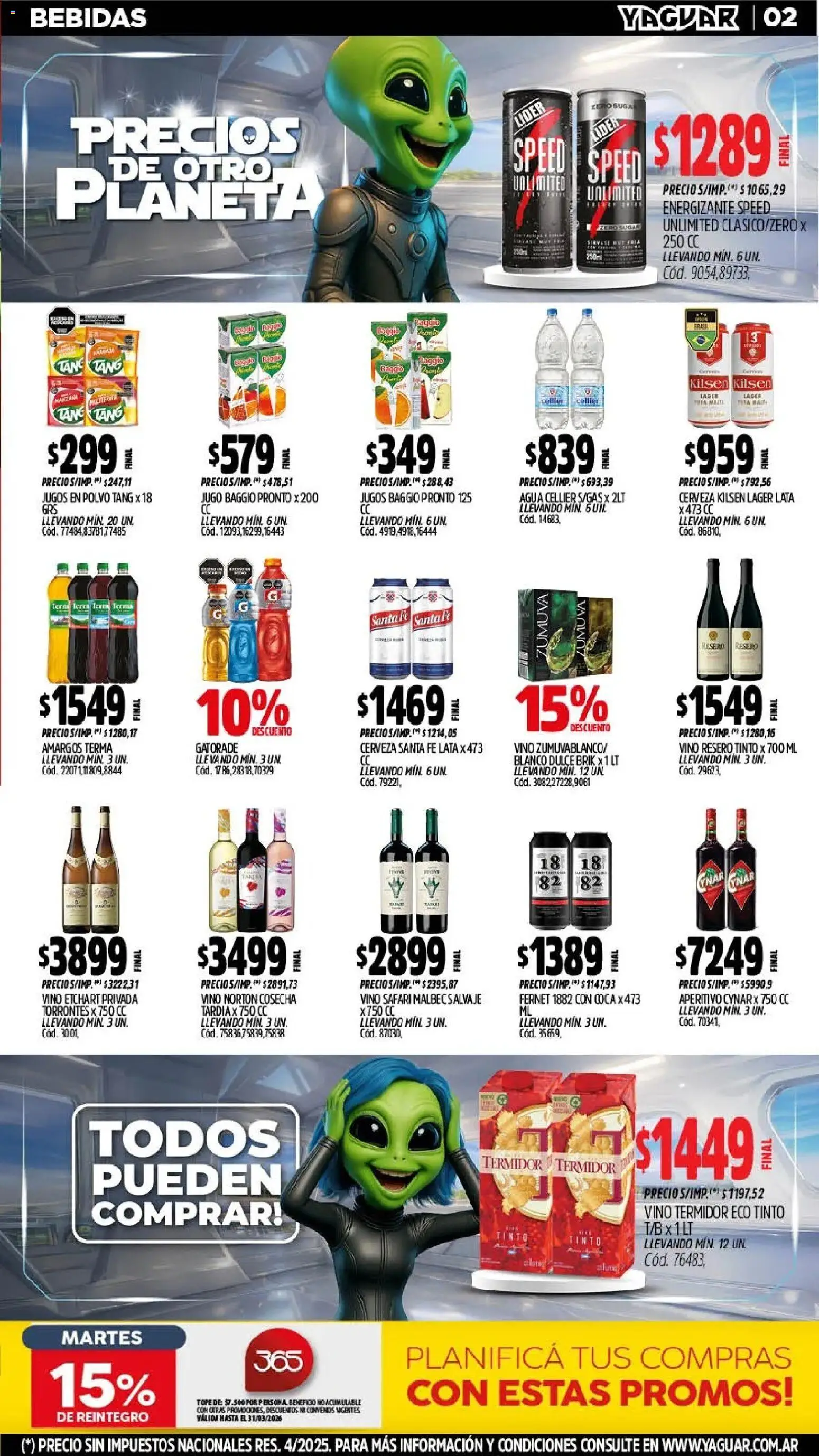 Yaguar - Oferta Semanal Santa Fé │ válido desde el 09.03.2026 | Página: 2 | Productos: Fernet, Agua, Jugo, Vino