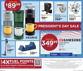Preview of Fred Meyer weekly ads valid from 11.02.2026 | Page: 4 | Products: Sofa, Vacuum, Tv, Mixer