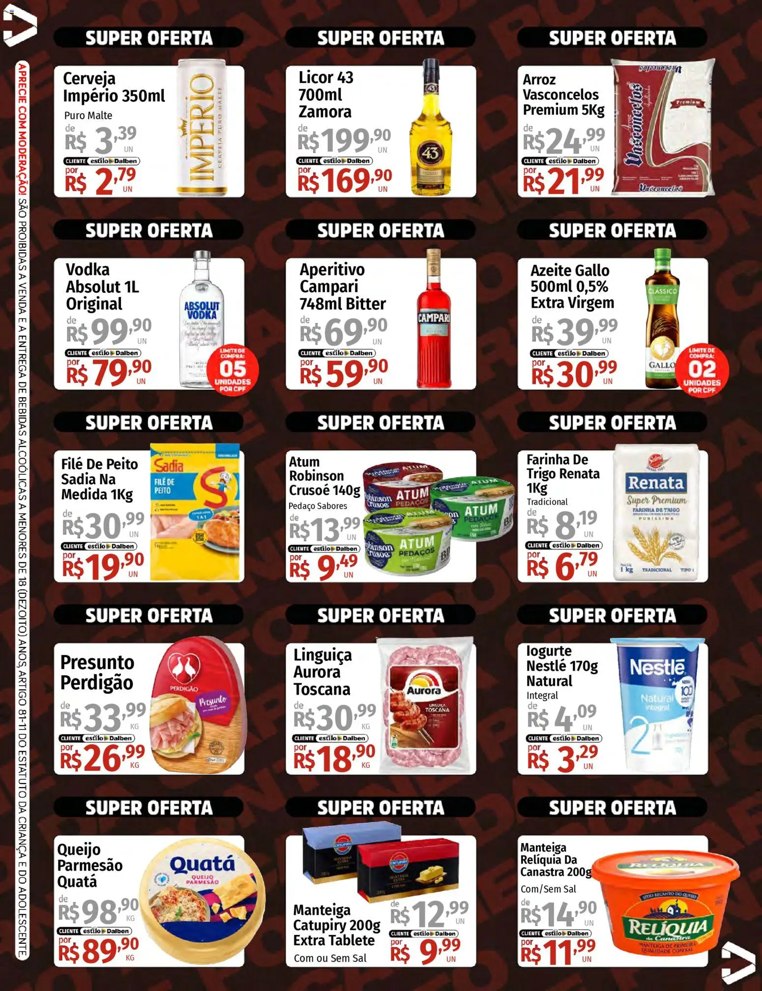 Supermercado Dalben Folheto - válido de 18.03.2026 | Página: 2 | Produtos: Farinha de trigo, Queijo, Cerveja, Parmesão
