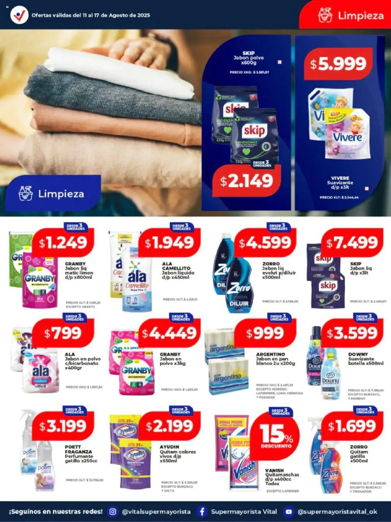 Vital ofertas │ válido desde el 11.08.2025 | Página: 8 | Productos: Botella, Jabón en polvo, Quitamanchas, Pan
