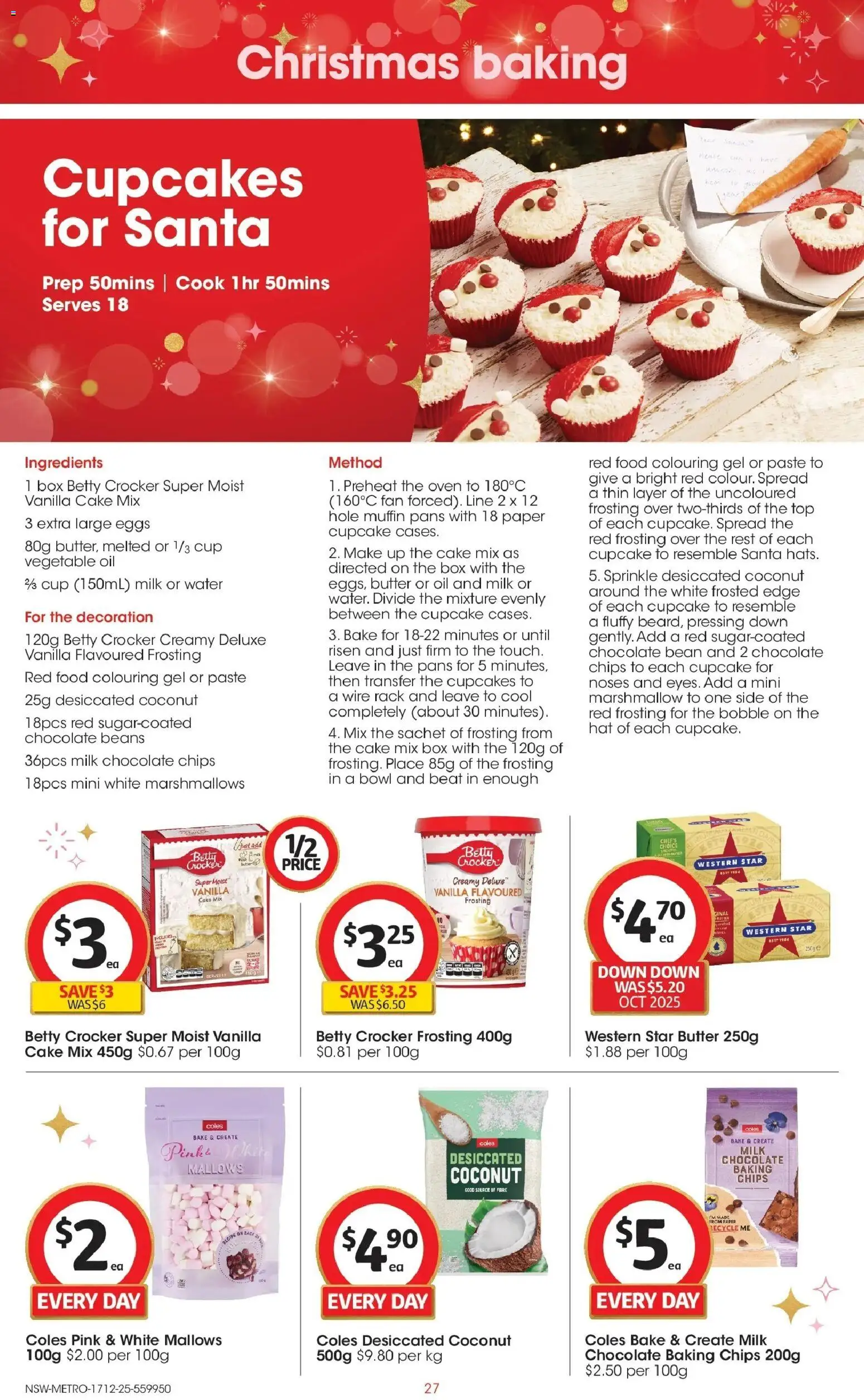 Coles catalogue - valid from 17.12.2025 | Page: 27 | Products: Milk, Frosting, Food colouring, Hat