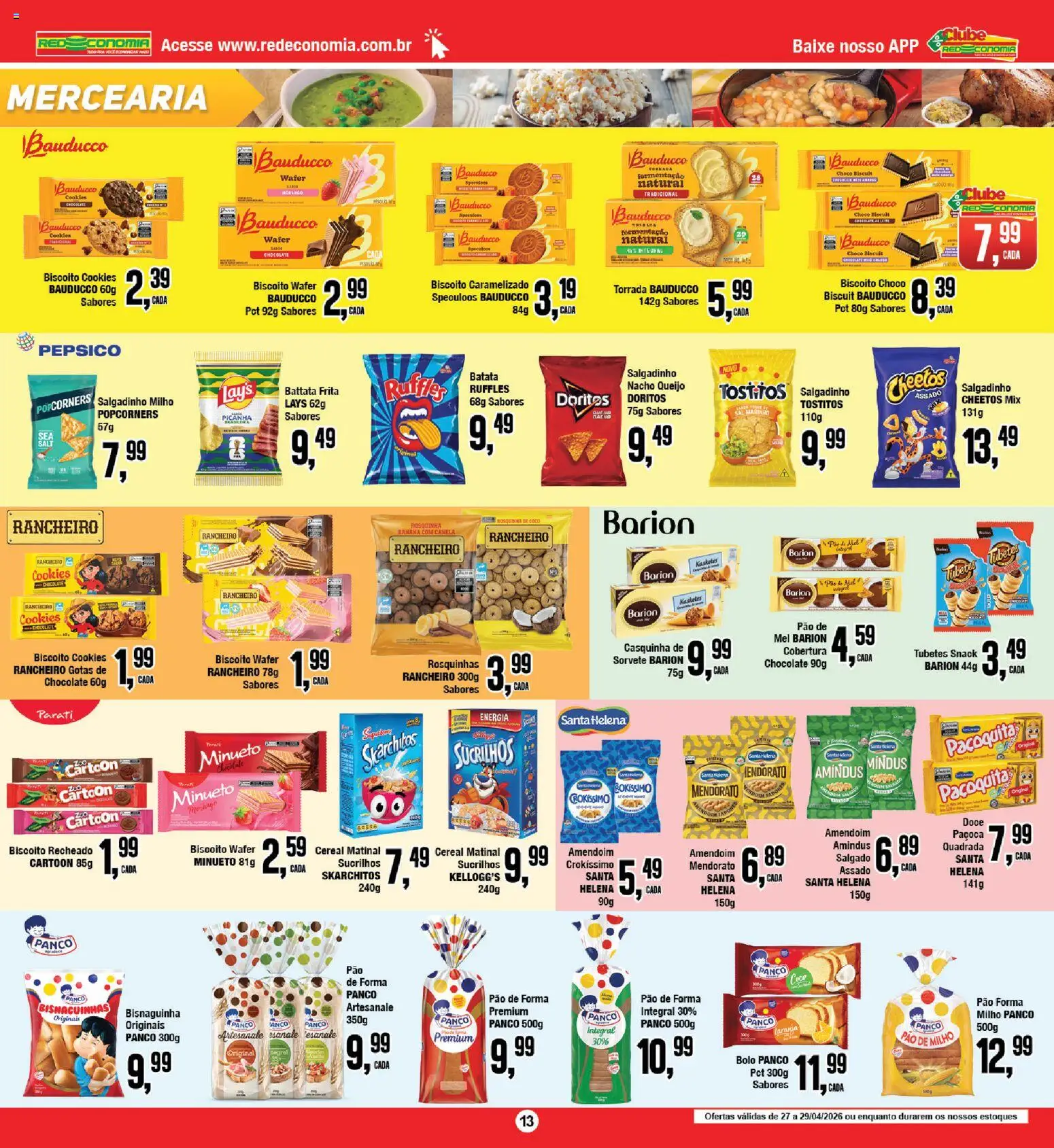 RedEconomia Folheto - válido de 27.04.2026 | Página: 13 | Produtos: Amendoim, Biscoito recheado, Paçoca, Canela