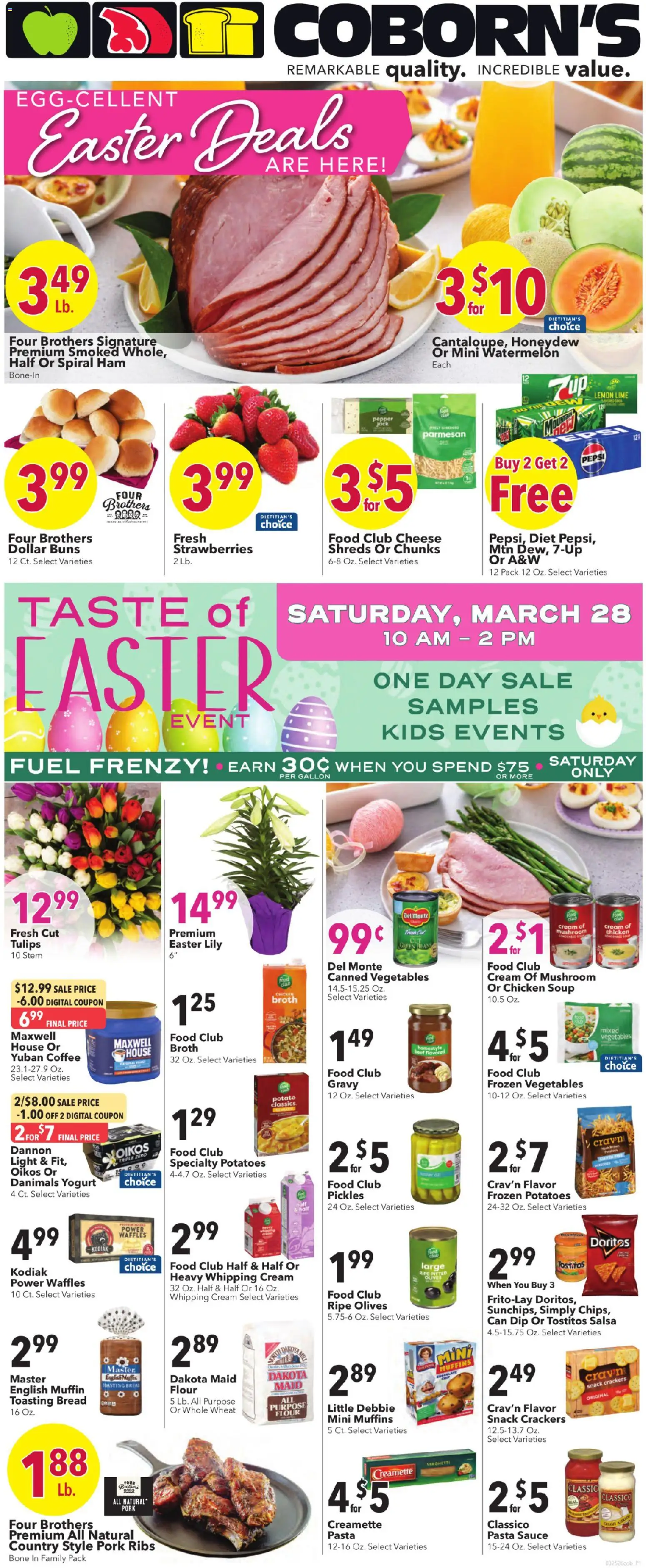 Coborn's Weekly Ad - valid from 25.03.2026 | Page: 1 | Products: Yogurt, Coffee, Sauce, Beet