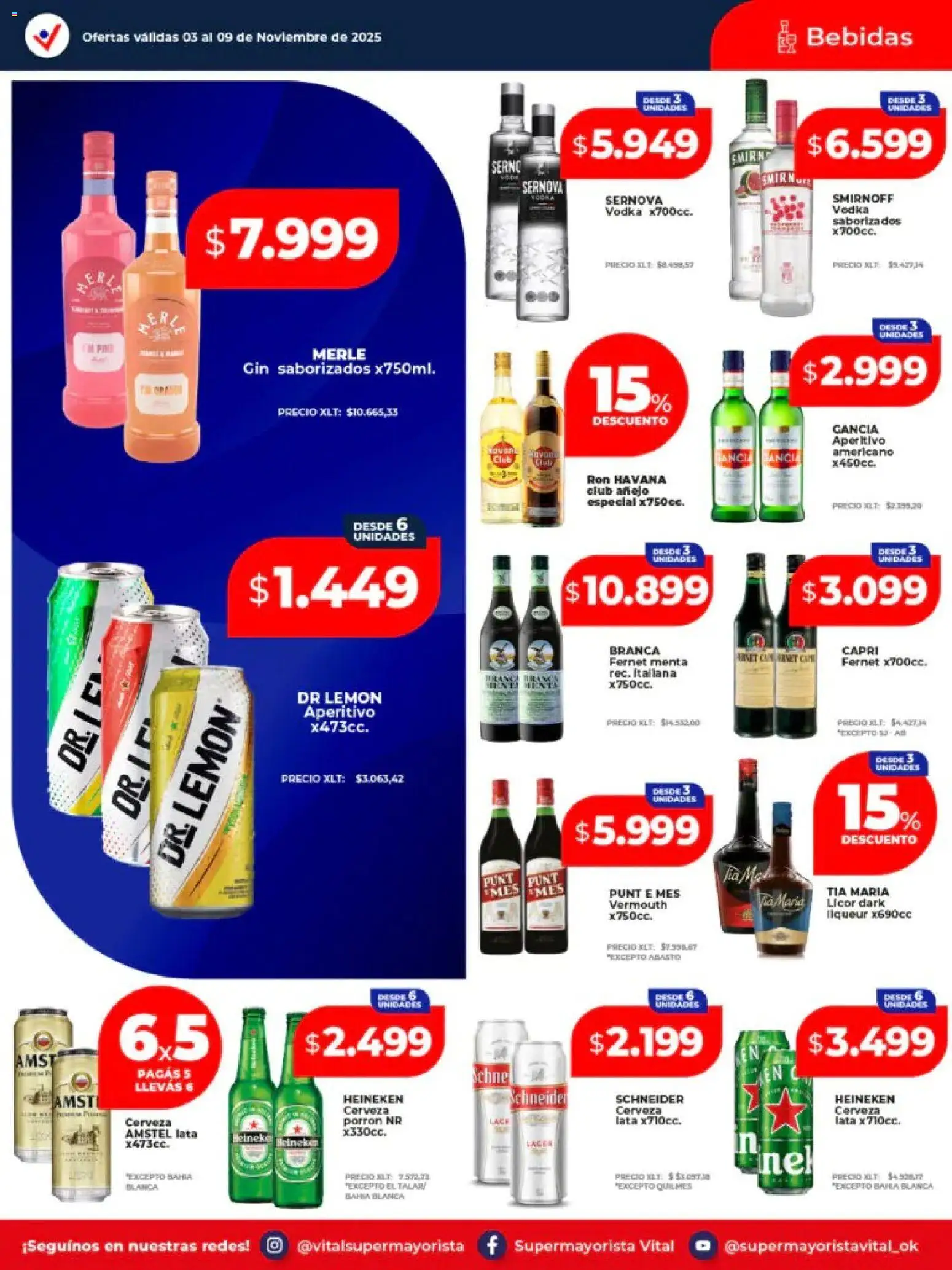 Vital - Ofertas - Laferrere │ válido desde el 03.11.2025 | Página: 19 | Productos: Vodka, Gin, Fernet, Cerveza