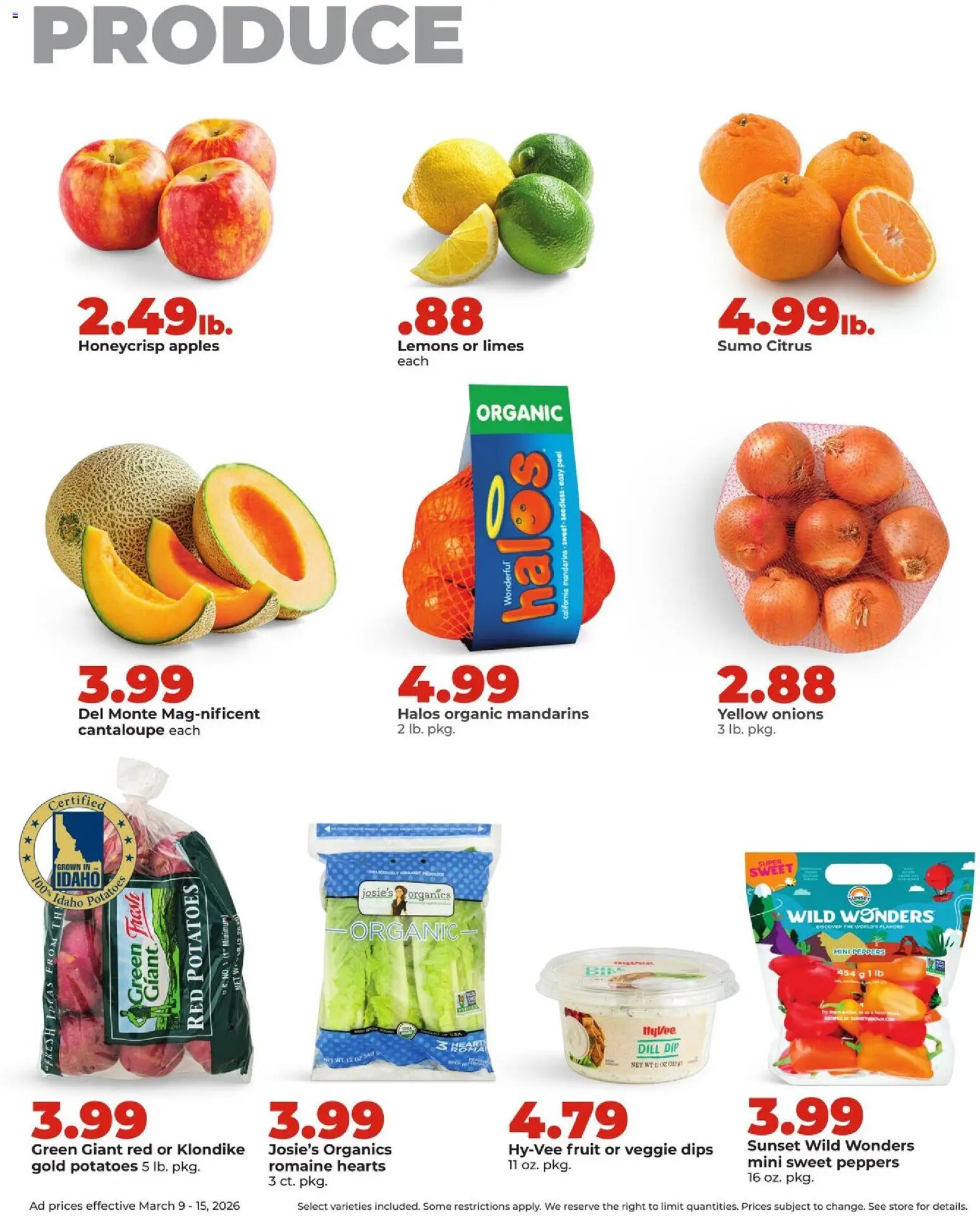 HyVee Weekly Ad - valid from 09.03.2026 | Page: 10 | Products: Romaine, Mandarins, Potatoes, Dill