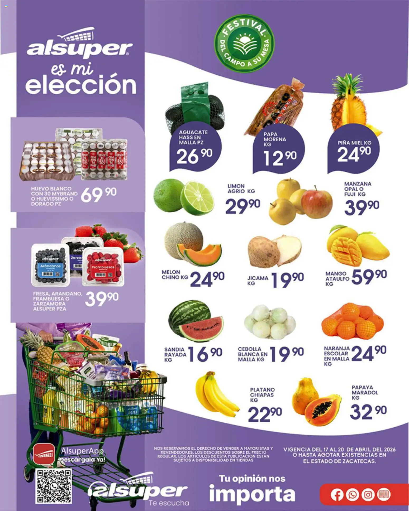Nuevas ofertas de Alsuper válidas en toda la República Mexicana desde el 17.04.2026. ¡Encuentra las mejores ofertas en Alsuper folleto Zacatecas! | Página: 1 | Productos: Manzana, Aguacate, Arándanos, Té