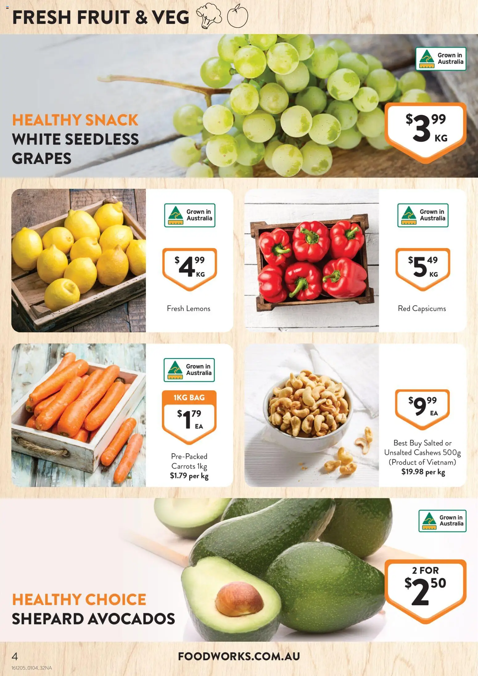 Foodworks catalogue - valid from 01.04.2026 | Page: 4 | Products: Carrots, Grapes, Bag