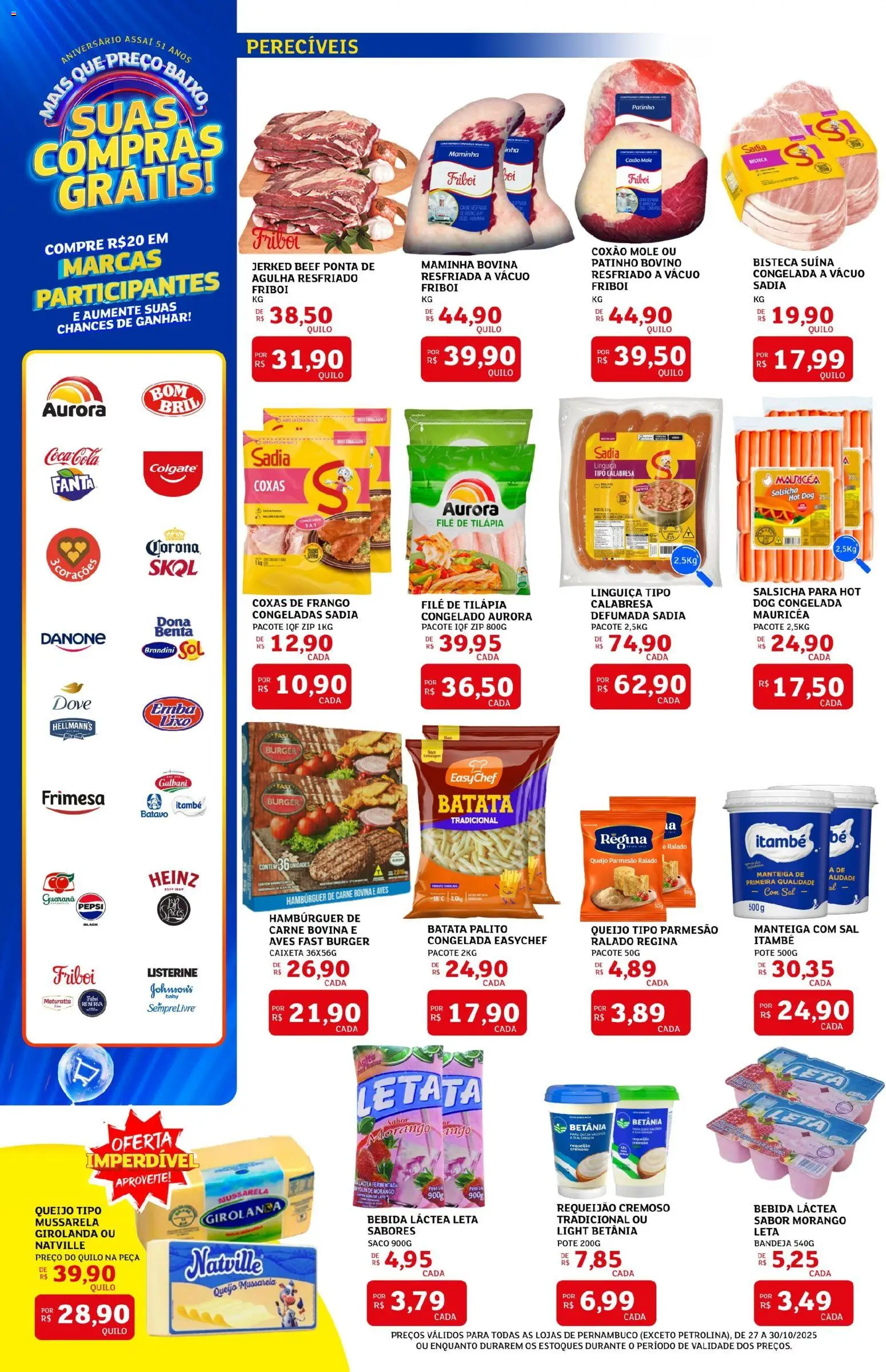 Assaí Atacadista Folheto - válido de 27.10.2025 | Página: 6 | Produtos: Tilápia, Parmesão, Carne, Frango
