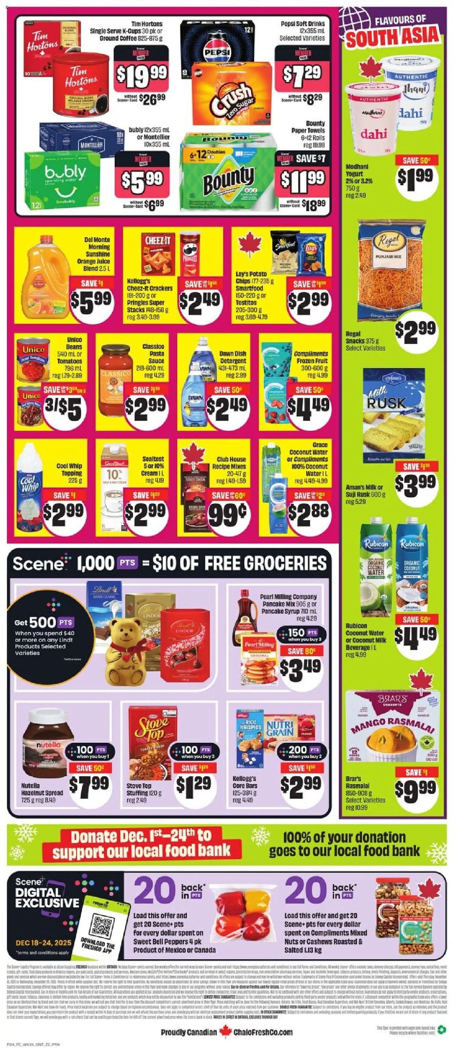 FreshCo flyer valid from 18.12.2025 | Page: 2 | Products: Chips, Detergent, Yogurt, Tomatoes
