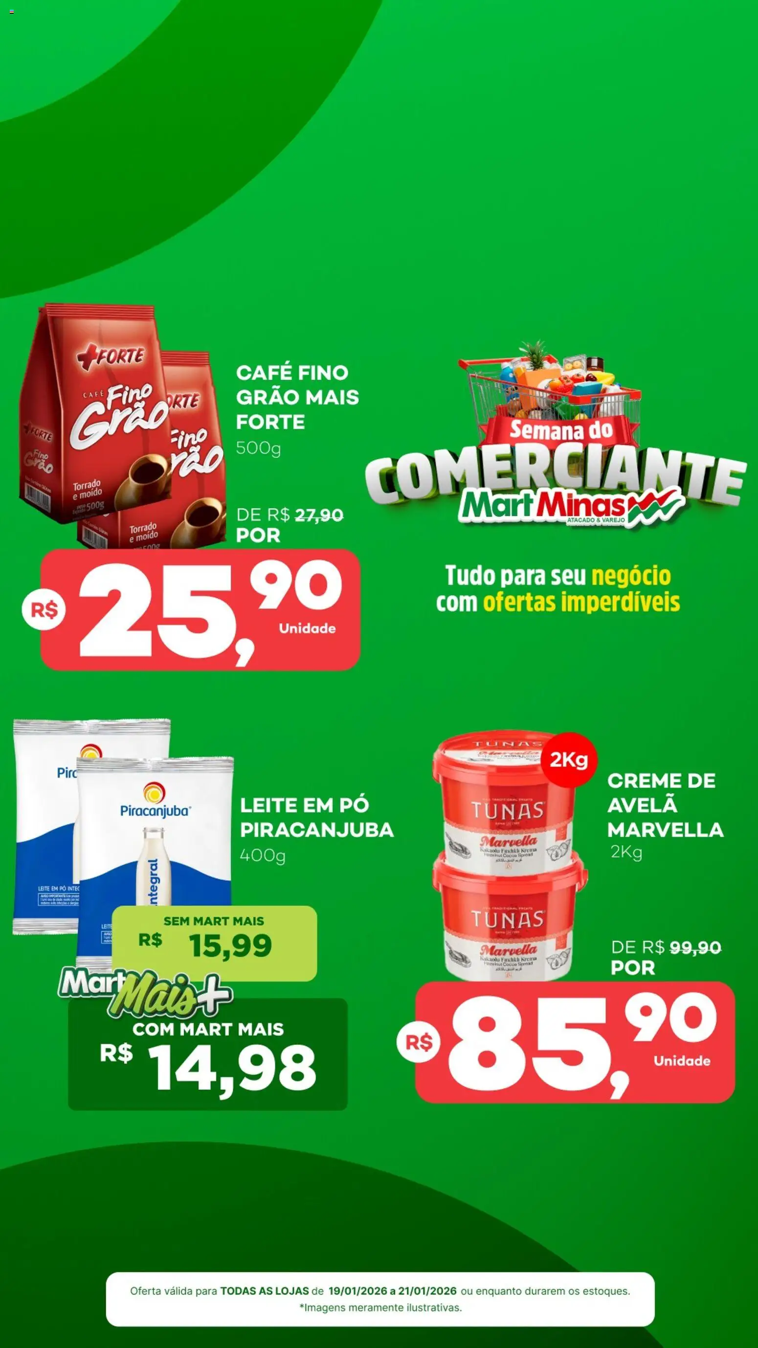 Mart Minas Folheto - válido de 19.01.2026 | Página: 4 | Produtos: Pó, Café, Leite em pó, Avelã