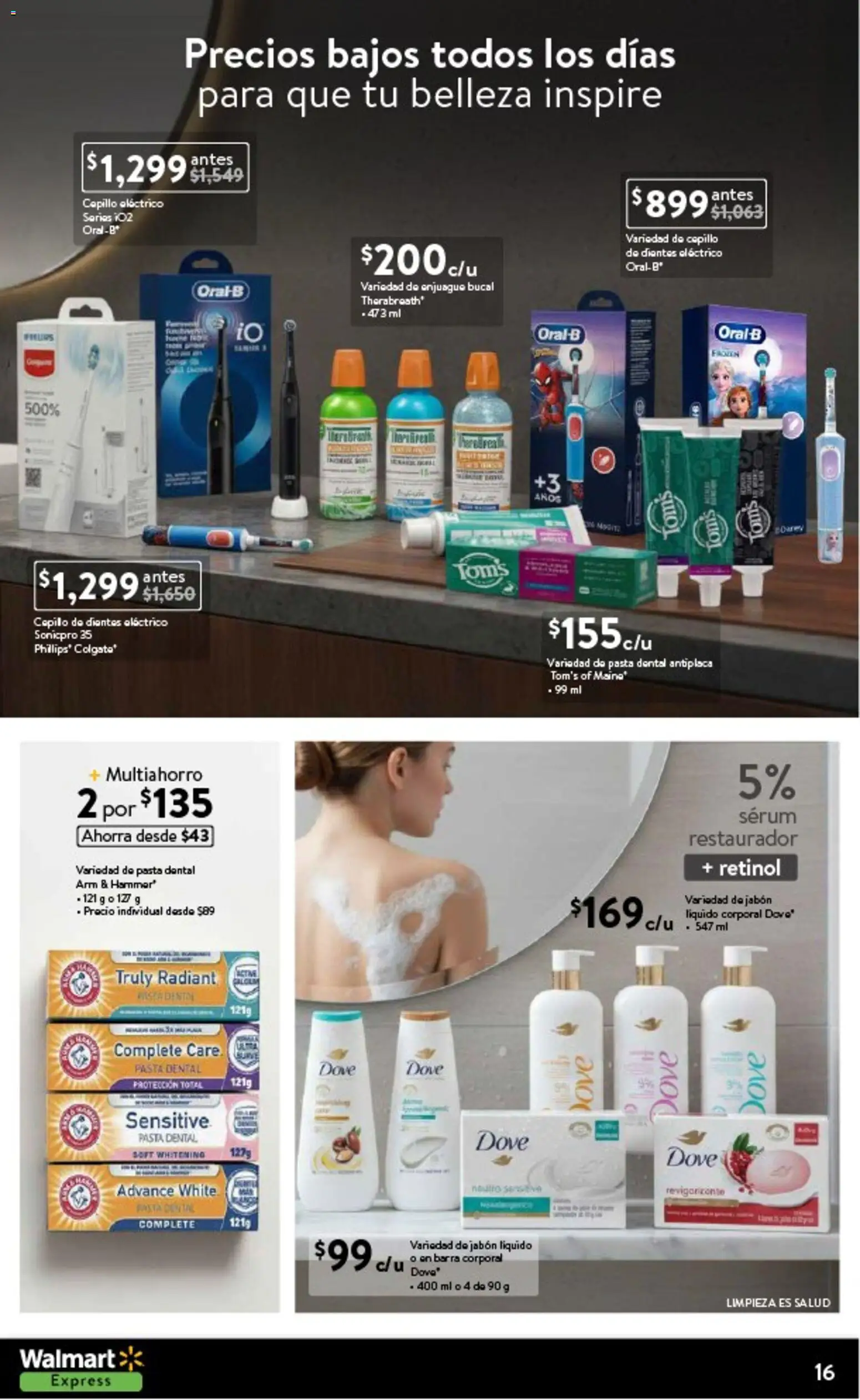 Nuevas ofertas de Walmart Express válidas en toda la República Mexicana desde el 11.02.2026. ¡Encuentra las mejores ofertas en Walmart Express folleto! | Página: 16 | Productos: Cepillo de dientes, Enjuague bucal, Pasta, Barra