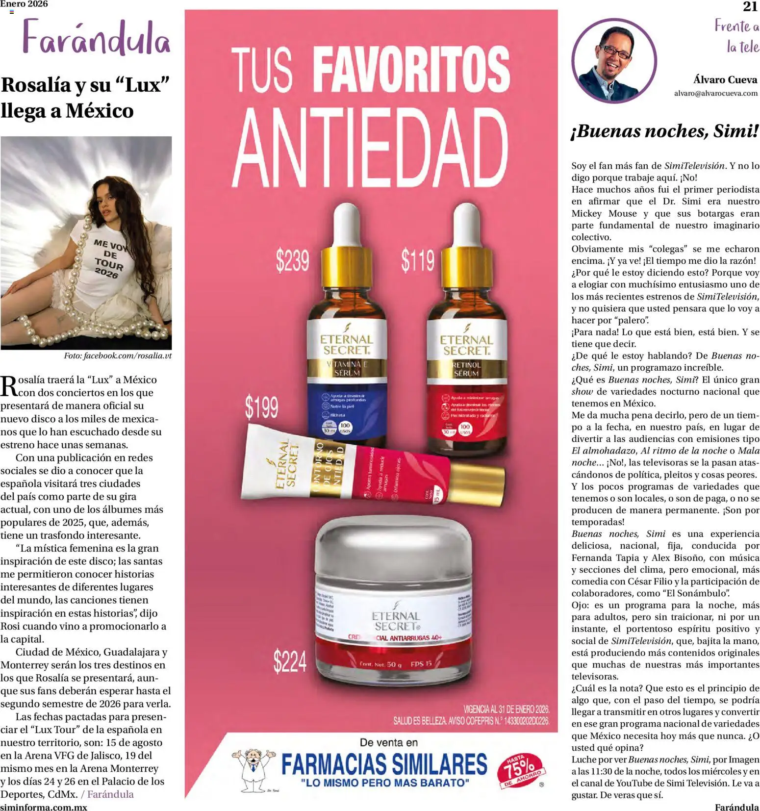 Nuevas ofertas de Farmacias Similares válidas en toda la República Mexicana desde el 01.01.2026. ¡Encuentra las mejores ofertas en Farmacias Similares catálogo! | Página: 21 | Productos: Serum, Mouse, Radiante, Vino