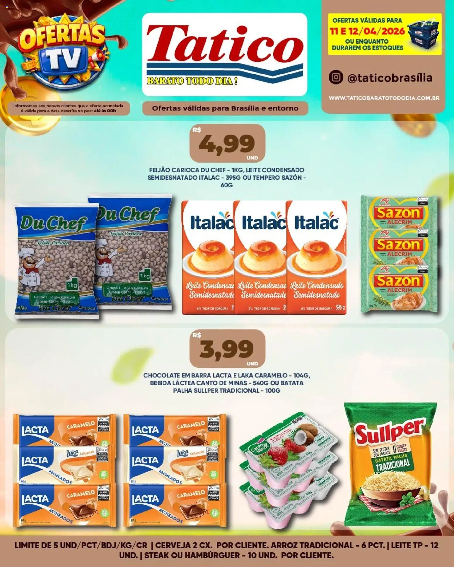 Tatico Folheto - válido de 11.04.2026 | Página: 4 | Produtos: Chocolate, Cerveja, Hambúrguer, Batata