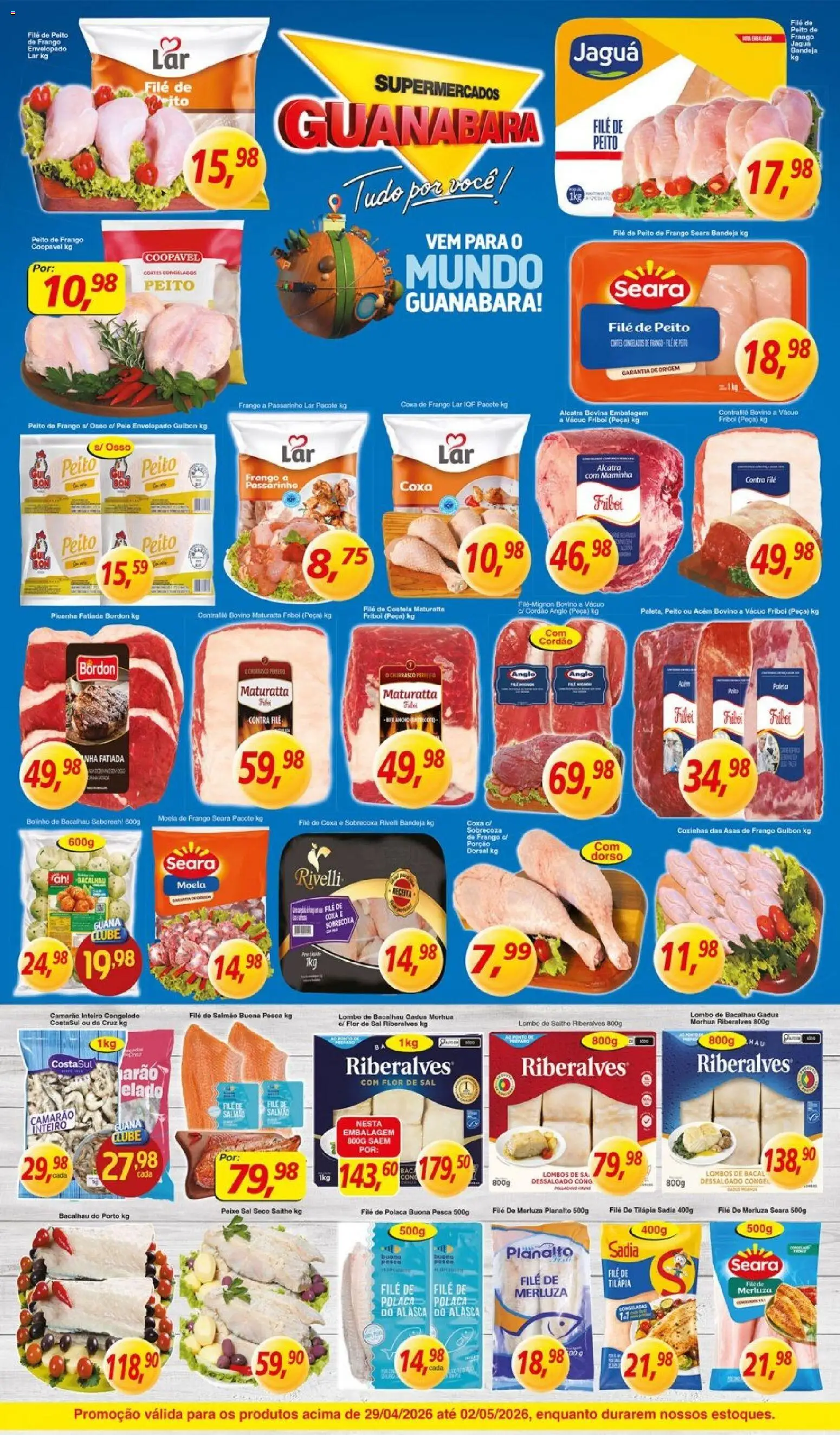Supermercados Guanabara Folheto - válido de 29.04.2026 | Página: 7 | Produtos: Maminha, Moela, Camarão, Tilápia