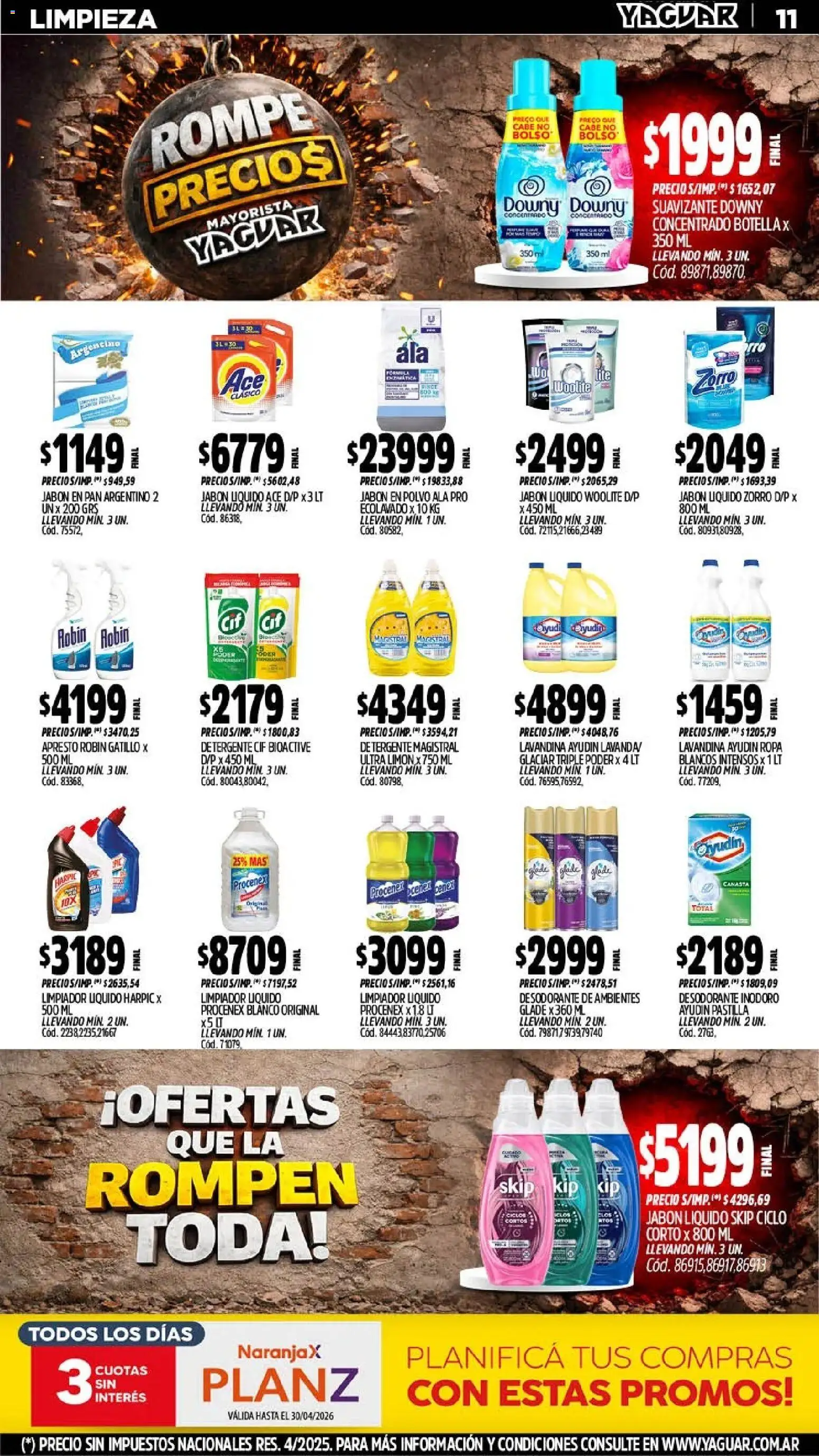Yaguar - Oferta Semanal Chaco │ válido desde el 13.04.2026 | Página: 11 | Productos: Inodoro, Desodorante, Ropa, Limpiador