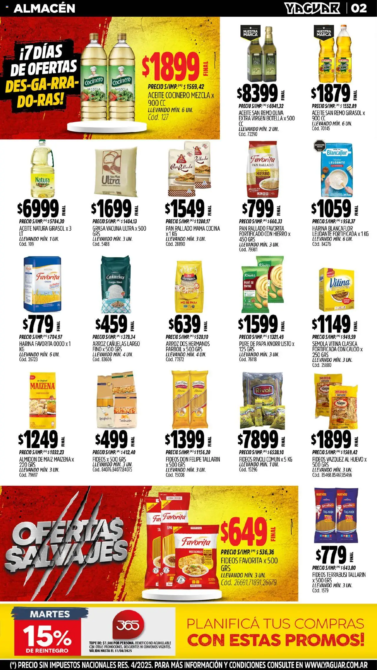 Yaguar - Jujuy │ válido desde el 04.08.2025 | Página: 2 | Productos: Botella, Aceite, Pan, Pan rallado
