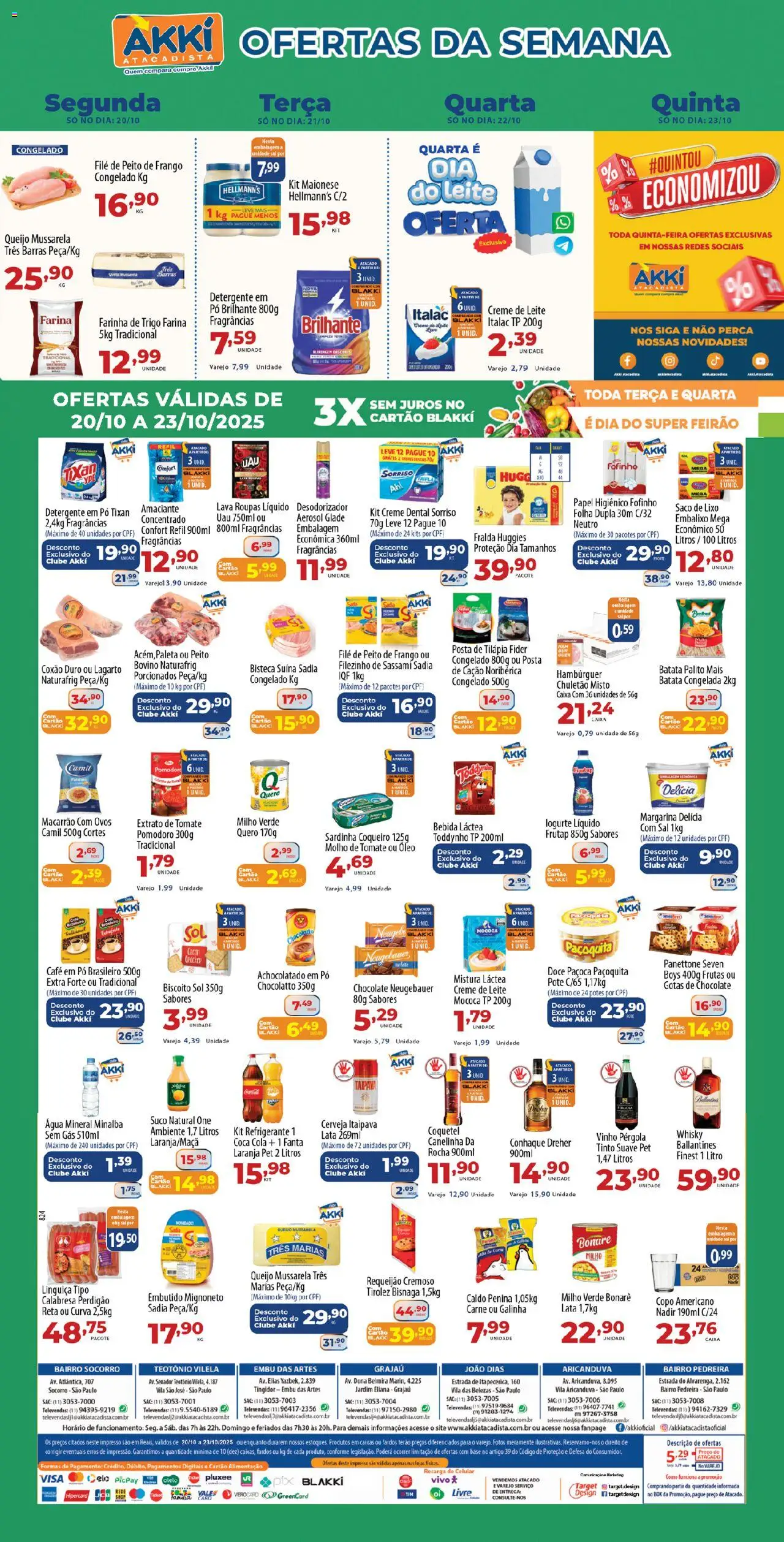 Akki Atacadista Folheto - válido de 20.10.2025 | Página: 1 | Produtos: Detergente, Vinho, Colete, Papel higiênico
