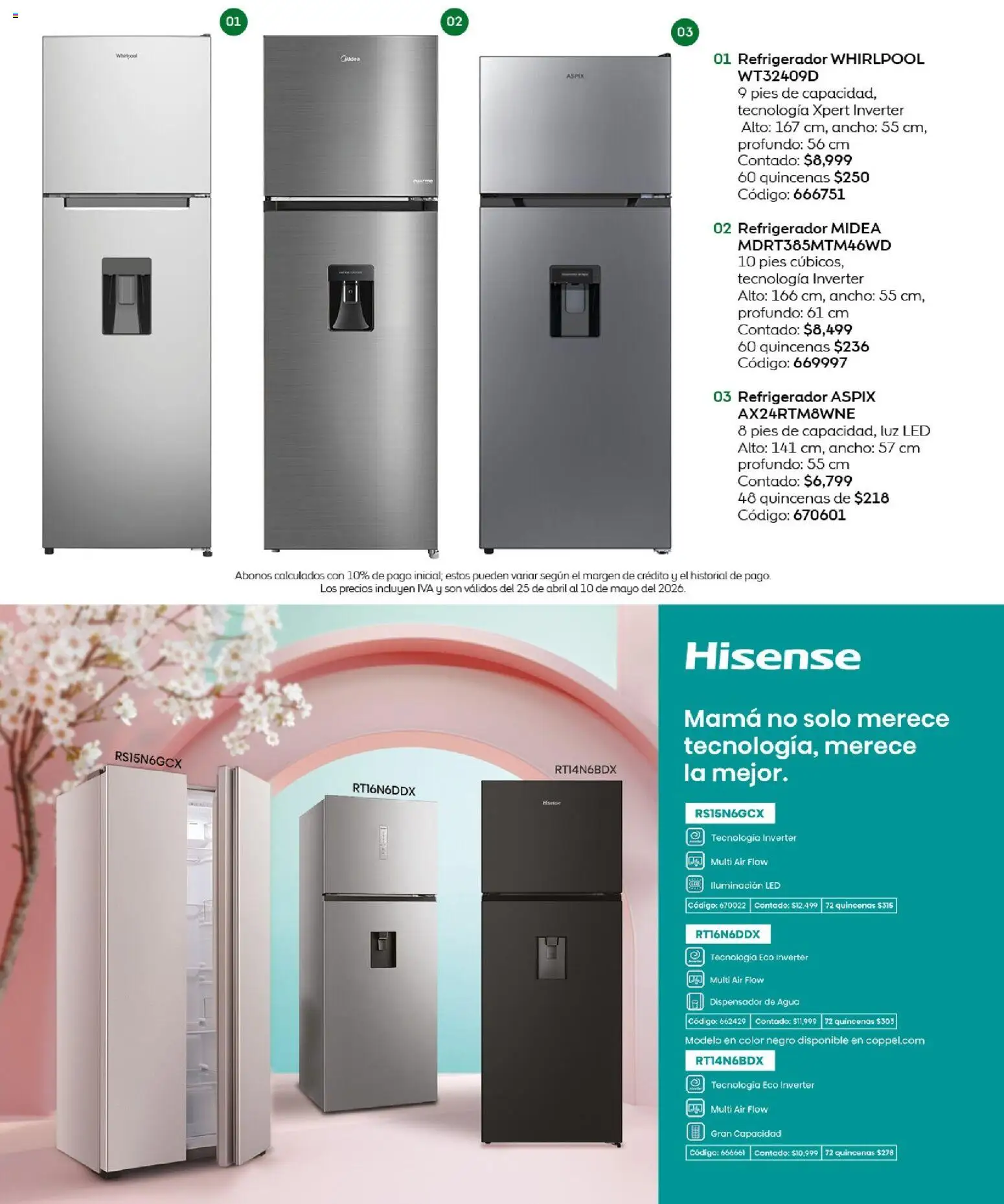 Nuevas ofertas de Coppel válidas en toda la República Mexicana desde el 25.04.2026. ¡Encuentra las mejores ofertas en Coppel catálogo Los regalos que mamá siempre quiere! | Página: 48 | Productos: Refrigerador, Agua