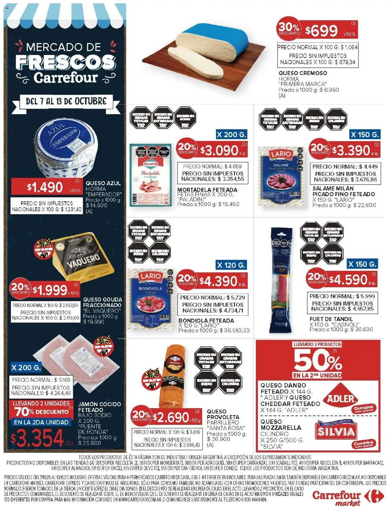 Carrefour ofertas │ válido desde el 07.10.2025 | Página: 49 | Productos: Teléfono, Caso, Jamón, Salame