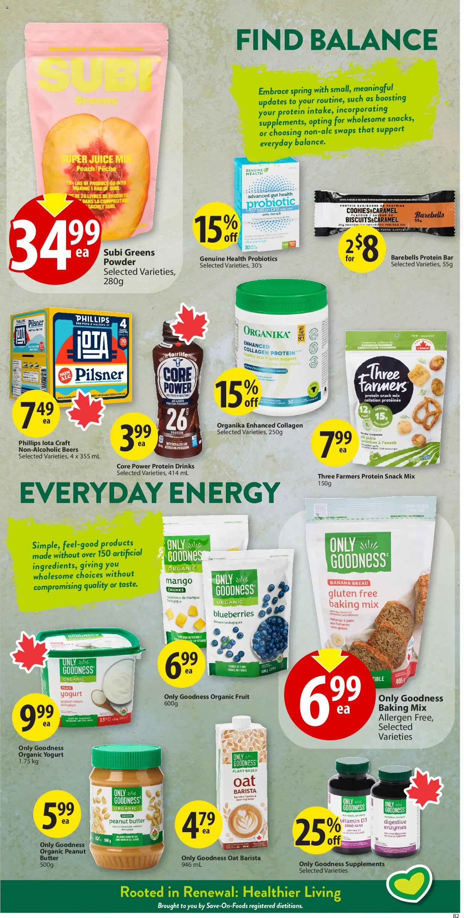 Save on foods flyer valid from 09.04.2026 | Page: 13 | Products: Bag, Yogurt, Juice, Beer