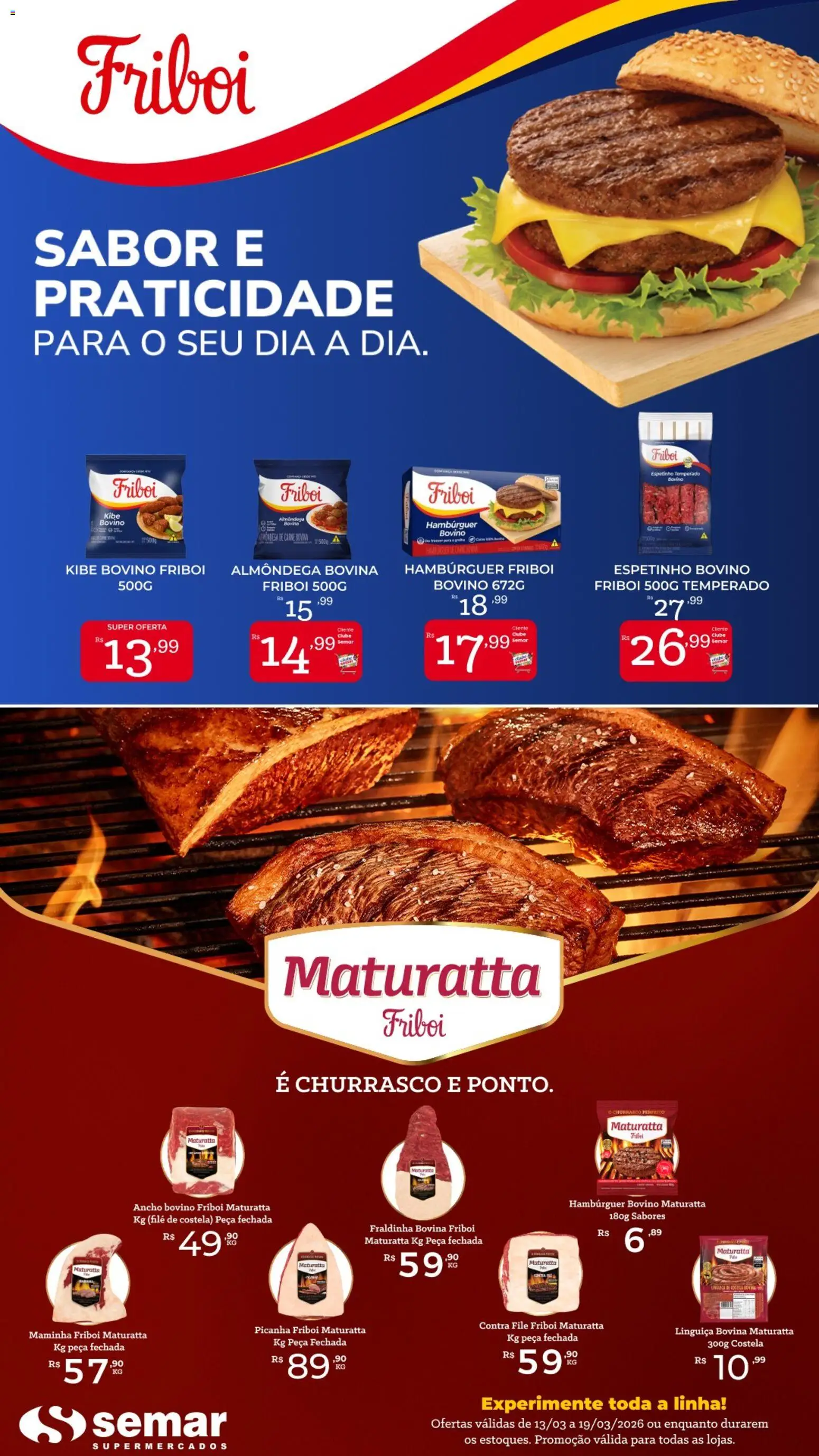 Semar Supermercado Folheto - válido de 13.03.2026 | Página: 1 | Produtos: Fraldinha, Maminha, Picanha, Carne