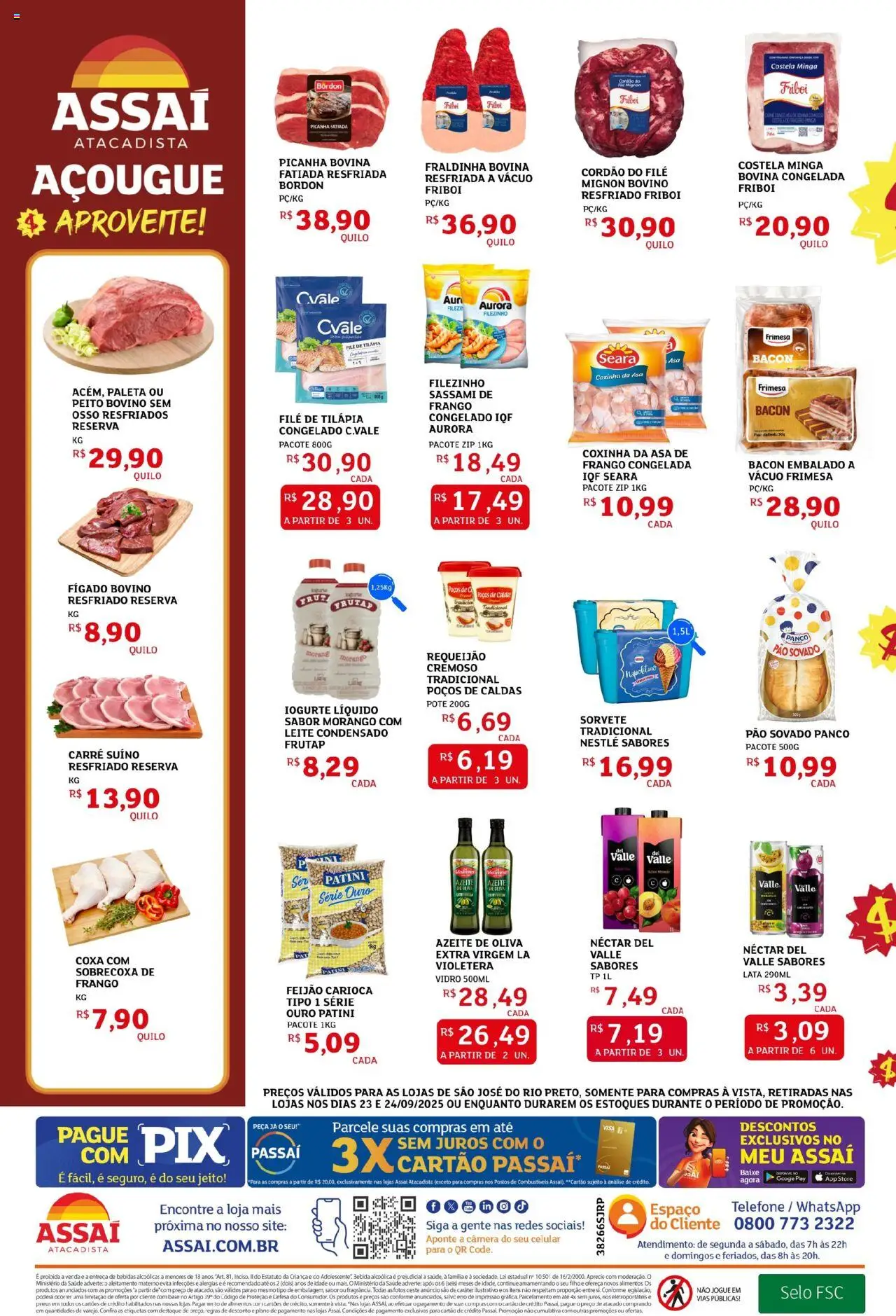 Assaí Atacadista Folheto - válido de 23.09.2025 | Página: 2 | Produtos: Picanha, Carne, Sorvete, Bebida
