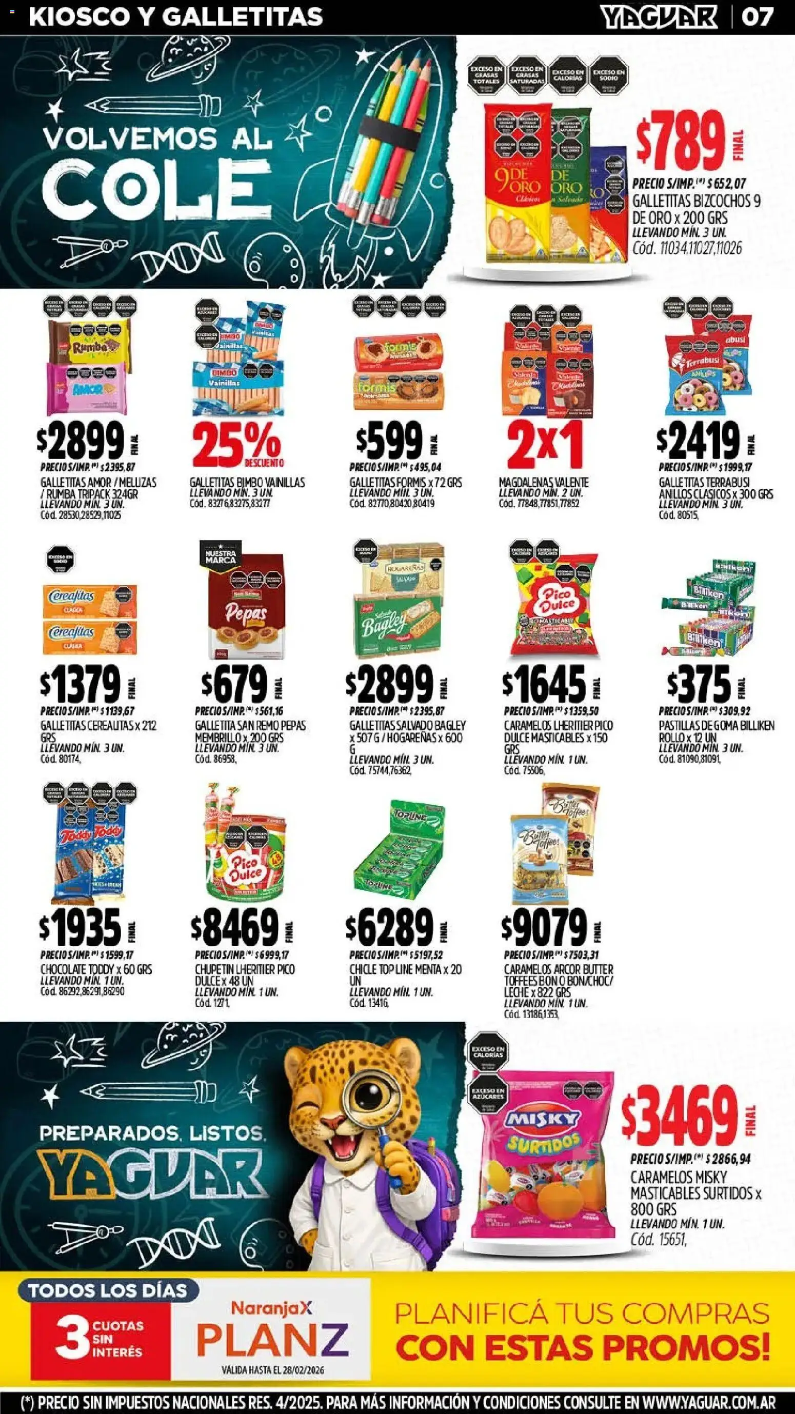 Yaguar - Oferta Semanal Salta │ válido desde el 23.02.2026 | Página: 6 | Productos: Pico, Galletitas, Leche, Chicle