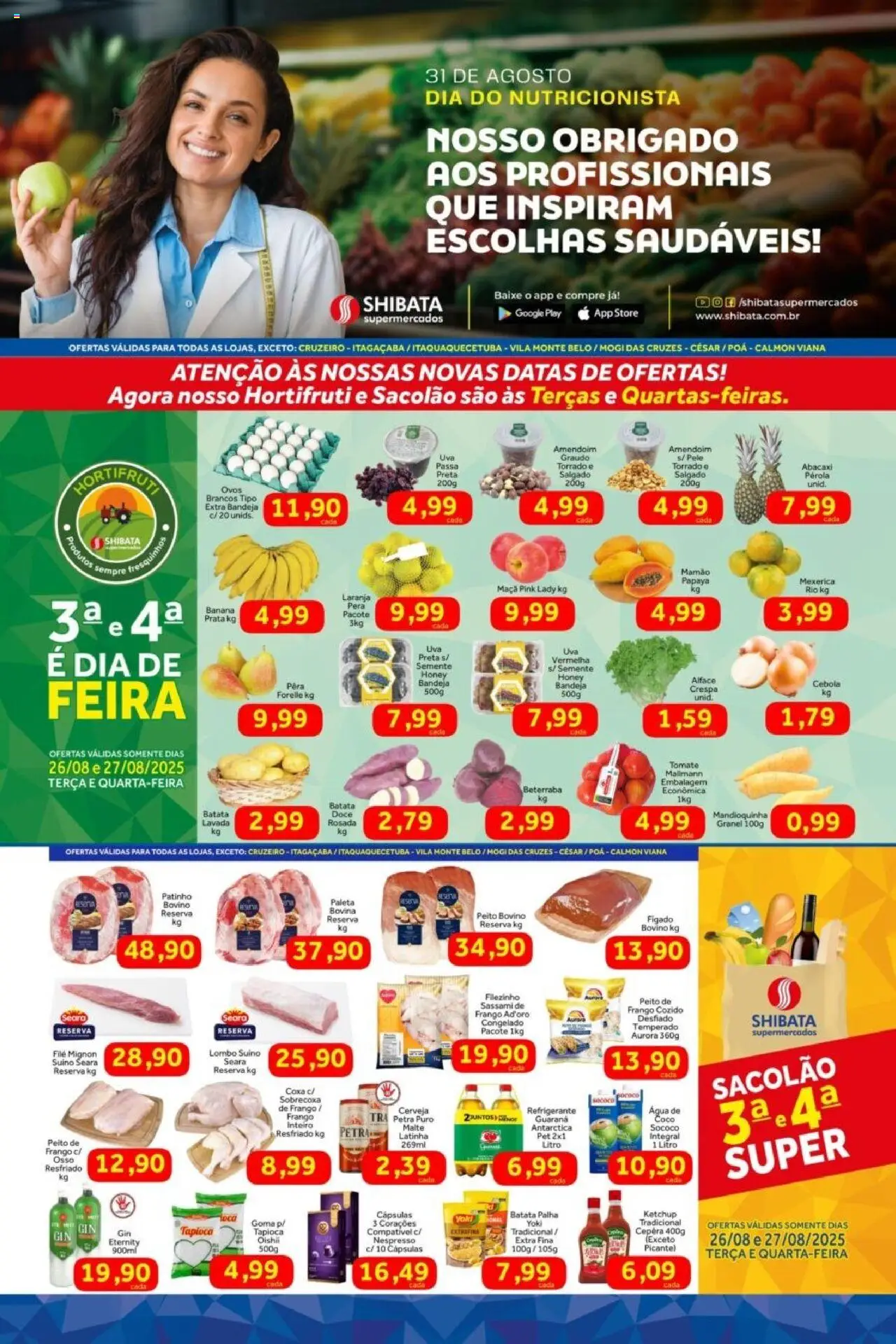 Shibata Folheto - válido de 26.08.2025 | Página: 1 | Produtos: Mandioquinha, Tapioca, Ketchup, Bandeja