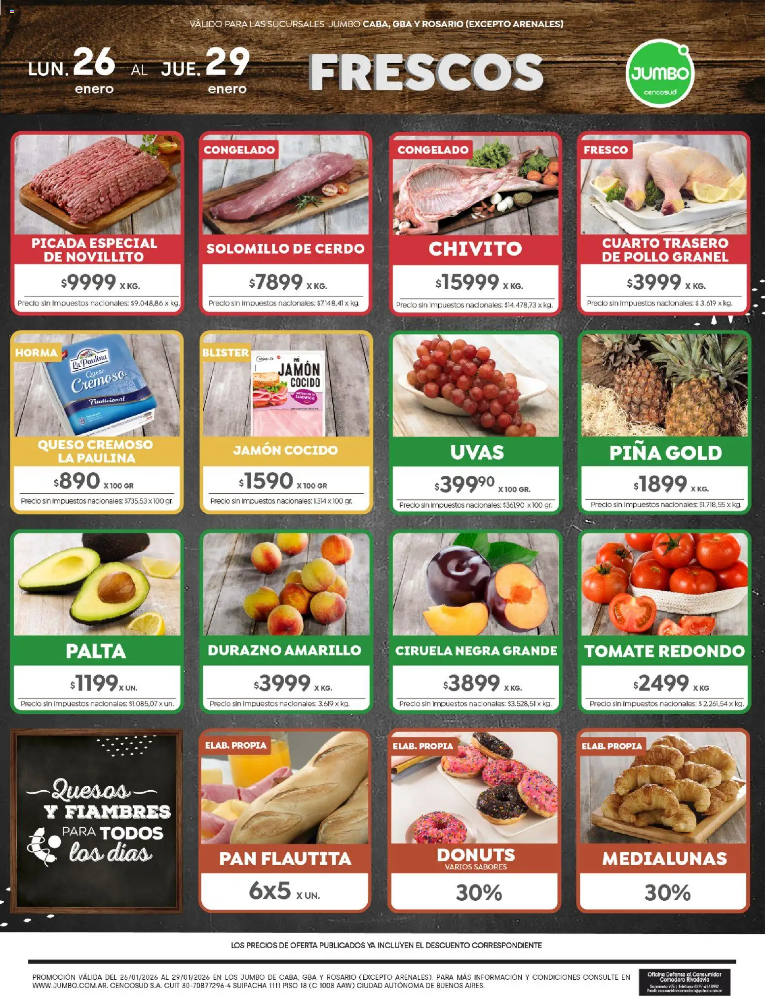 Jumbo ofertas │ válido desde el 26.01.2026 | Página: 1 | Productos: Rosario, Durazno, Queso, Jamón