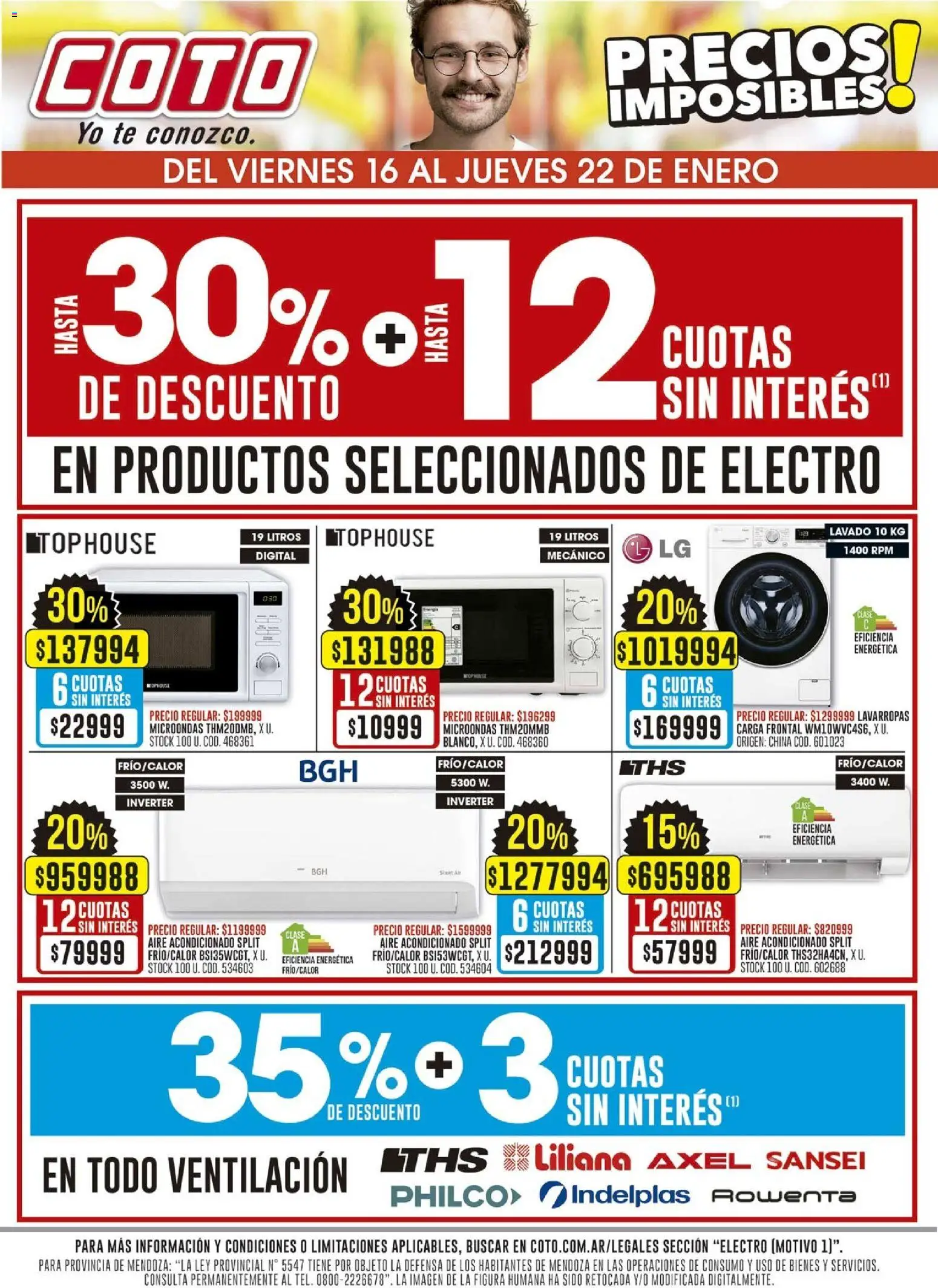 Coto - Electro Motivo │ válido desde el 16.01.2026 | Página: 1 | Productos: Aire acondicionado, Lavarropas, Microondas, Té