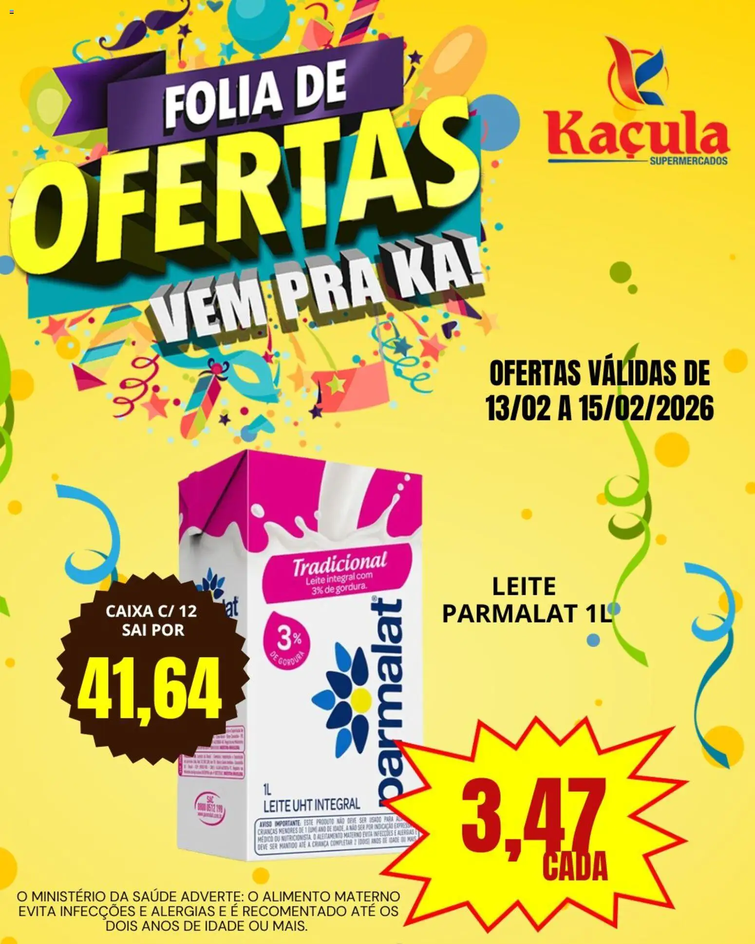 Kaçula Folheto - válido de 13.02.2026 | Página: 4 | Produtos: Leite integral, Caixa, Leite